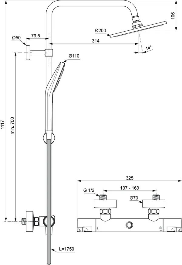 Ideal Standard Duschsystem „CerathermT50“