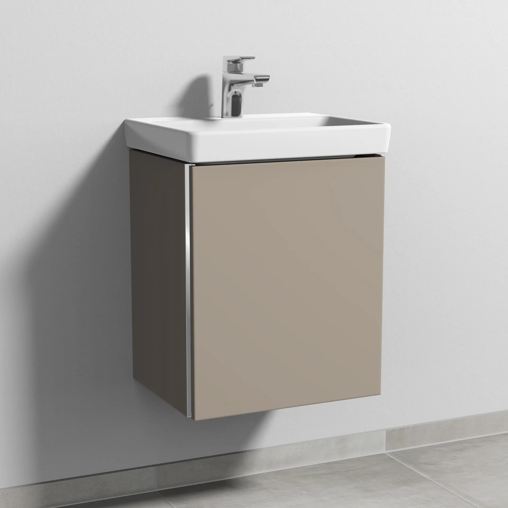 Sanipa Waschtischunterschrank „3way“ passend zu Keramik-Waschtische Avento von Villeroy & Boch 430 × 510 × 352 mm in Sandgrau (matt), Anschlag rechts