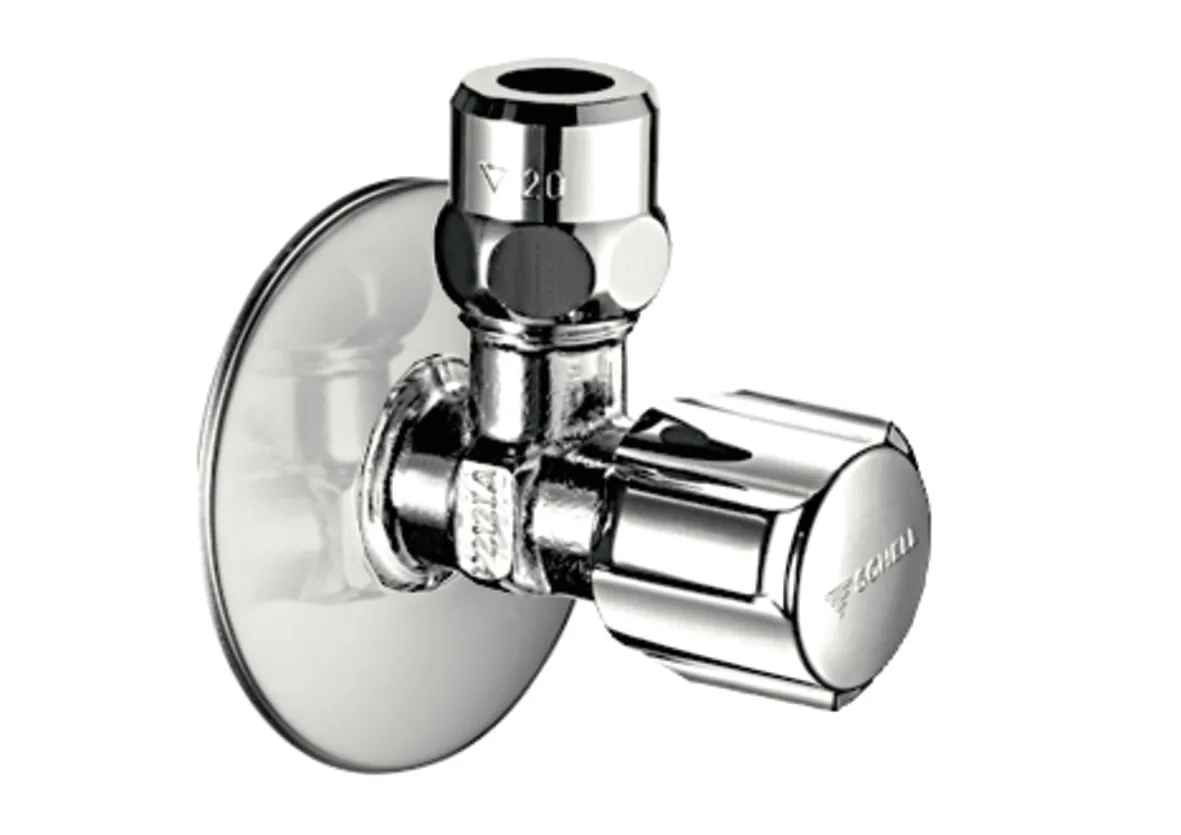 Eckventil mit Regulierfunktion COMFORT, COMFORT-Griff, Rosette Ø 54 mm (Tiefe 3 mm), kiwa, DN 10 G 3/8 AG mit ASAG easy, Ø 10 mm (DN 10 G 3/8 AG), chrom