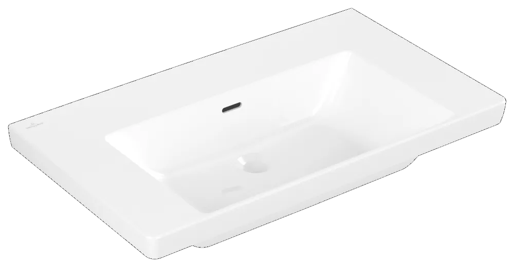 Villeroy & Boch Wandwaschtisch aus TitanCeram „Subway 3.0“ 800 × 470 × 165 mm, ohne Hahnlochbohrung in Weiß Alpin