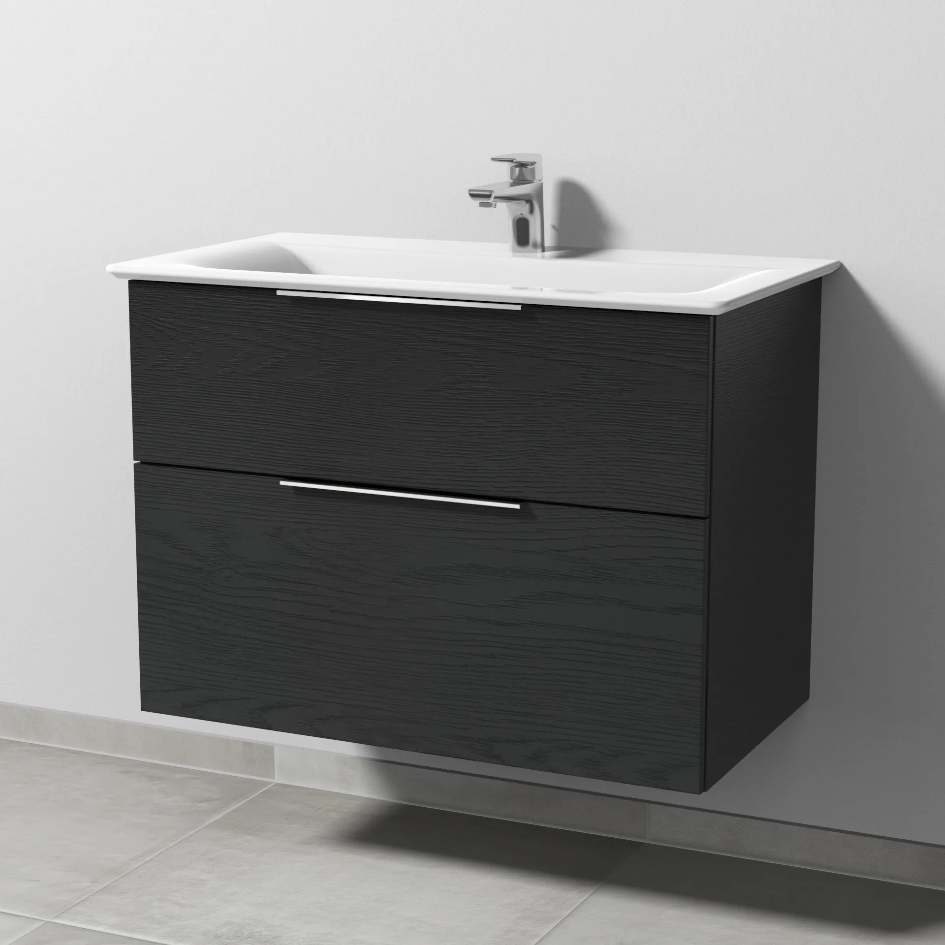 Sanipa Waschtischunterschrank „3way“ passend zu Keramik-Waschtische Connect Air von Ideal Standard 790 × 585 × 437 mm in Black Oak