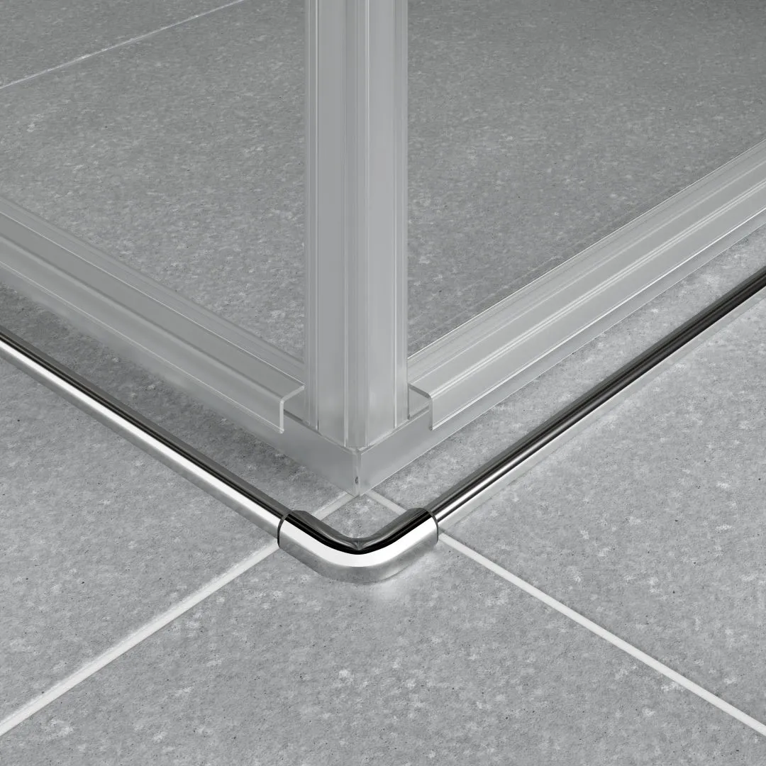 Kermi Duschtür Gleittür 2-teilig bodenfrei mit Festfeld links für Ecke „NICA“ Glas Klar, Profile Silber Hochglanz, BV: 975 - 1000 mm GAK: 970 - 995 mm WE: 985 - 1010 mm H: 1850 mm