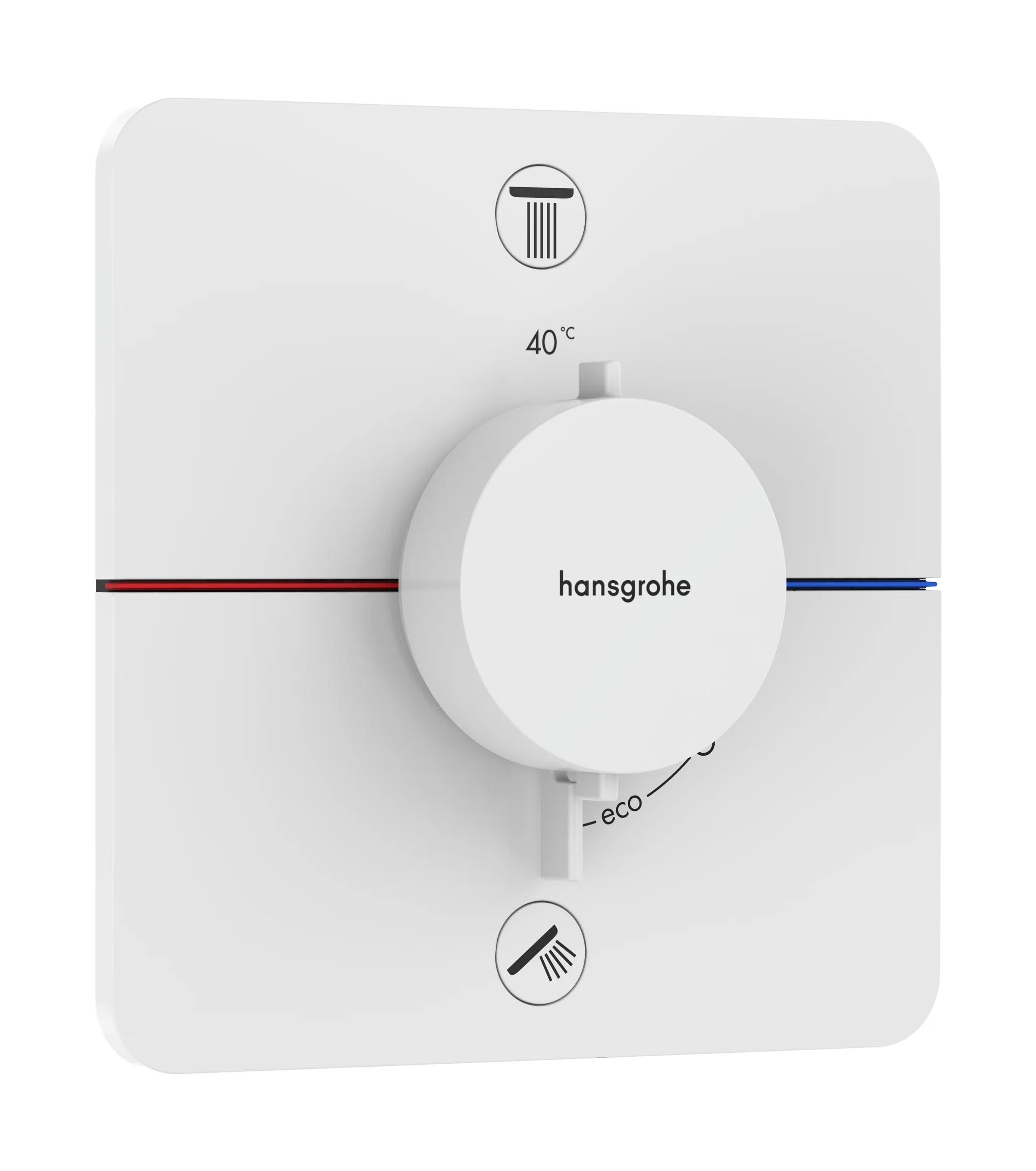 Hansgrohe ShowerSelect Comfort Q Thermostat Unterputz, 2 Verbraucher, Mattweiß, flache Rosette, einfache Installation, Sicherheitssperre bei 40 °C Hansgrohe ShowerSelect Comfort Q Thermostat Unterputz, 2 Verbraucher, Mattweiß, flache Rosette, einfache Installation, Sicherheitssperre bei 40 °C