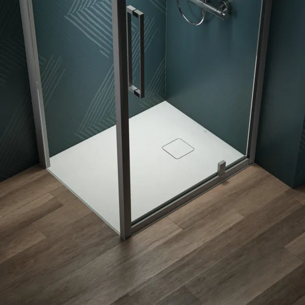 Ideal Standard Rechteck-Brausewanne Ultra Flat Evo, Seidenweiß, 900x750x35 mm, bodengleicher Einbau, Antirutsch-Oberfläche Klasse C