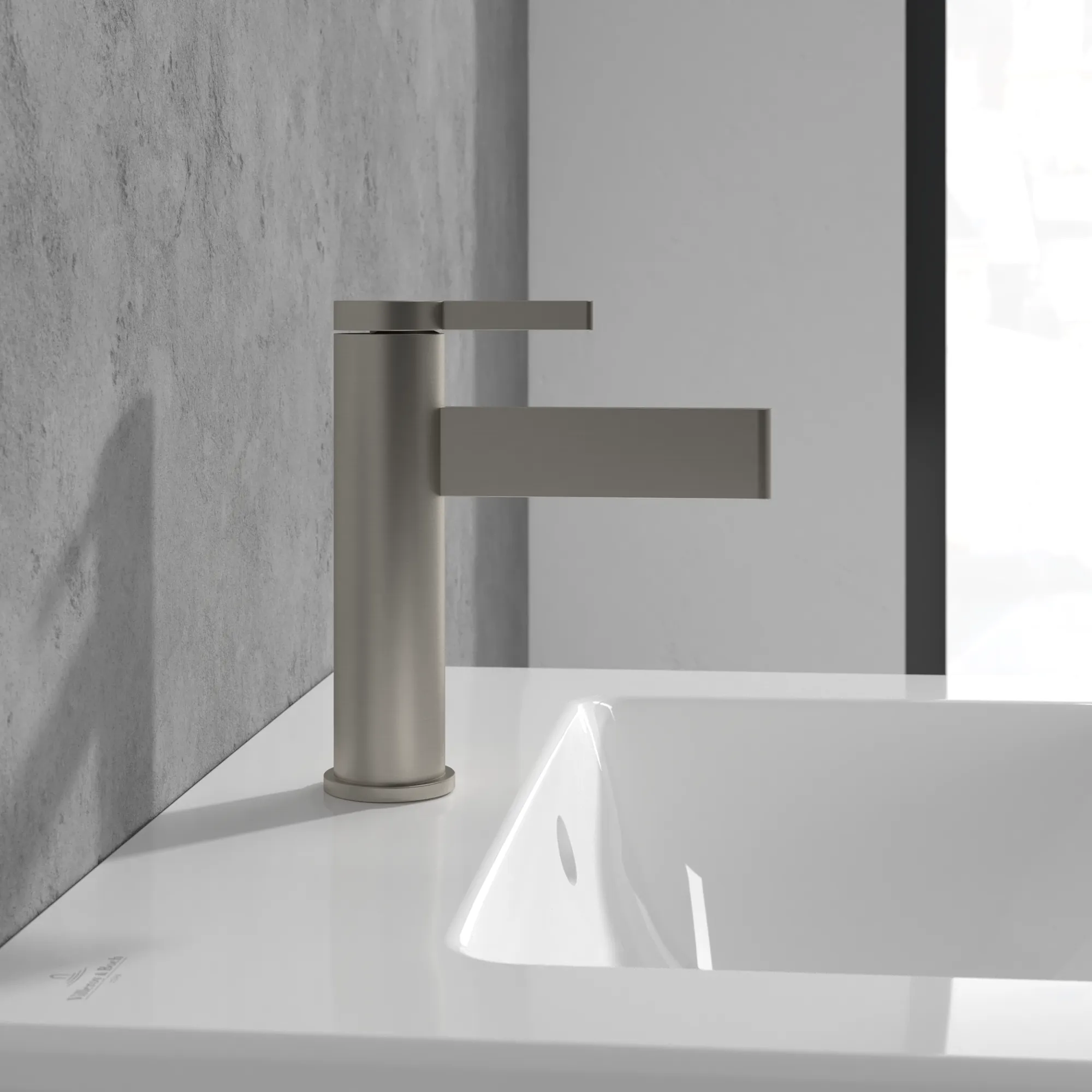 Einhand-Waschtischarmatur „Dawn“ 14,9 cm Ausladung 100 mm in Brushed Nickel Matt Einhand-Waschtischarmatur „Dawn“ 14,9 cm Ausladung 100 mm in Brushed Nickel Matt