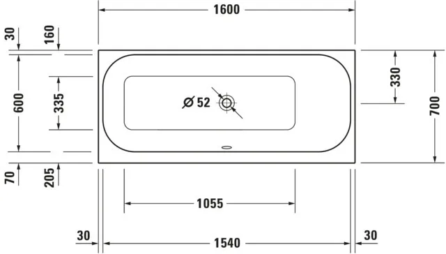 Duravit Badewanne „Happy D.2“ rechteck 1600 × 700 mm in Weiß Duravit Badewanne „Happy D.2“ rechteck 1600 × 700 mm in Weiß