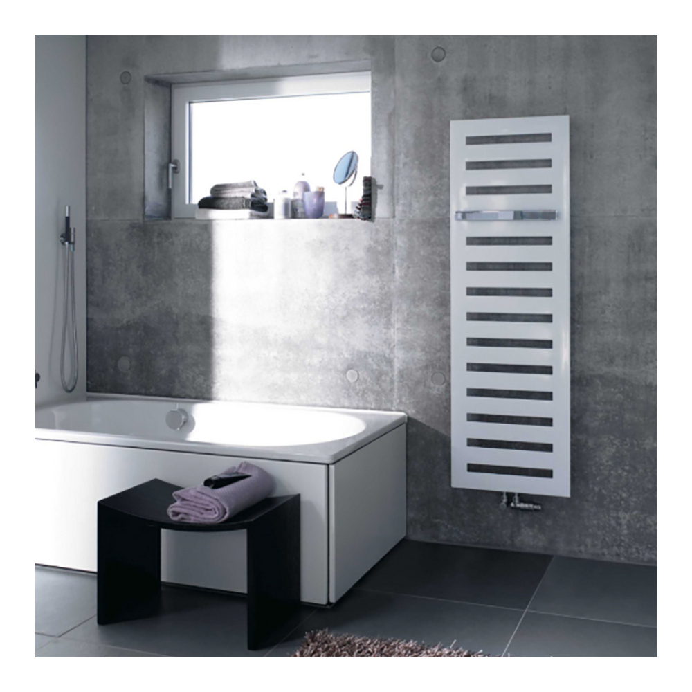 Zehnder Design-Handtuchwärmer „Metropolitan Bar“ mit Heizstab IHE 40 × 80,5 cm in Verkehrsweiß (RAL 9016, glänzend)
