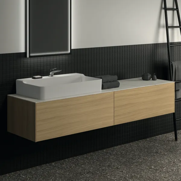 Ideal Standard Waschtischunterschrank „Conca“ 198,5 × 36 × 50,5 cm Eiche hell Furnier Ideal Standard Waschtischunterschrank „Conca“ 198,5 × 36 × 50,5 cm Eiche hell Furnier