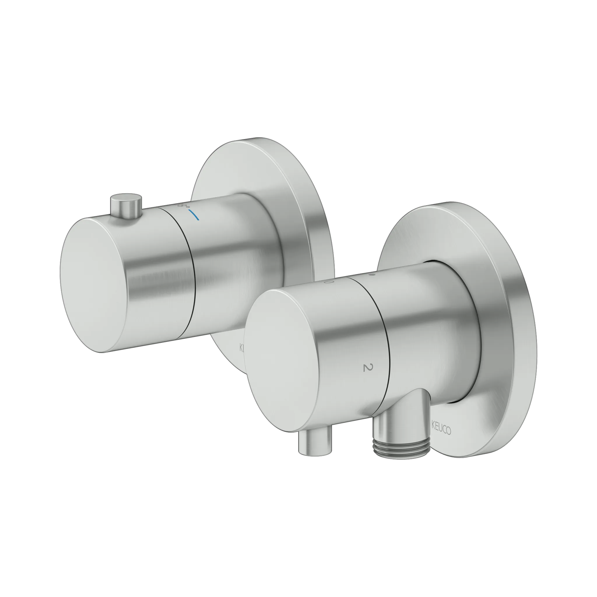 KEUCO PLAN BLUE Thermostatarmatur-Set Unterputz für 2 Verbraucher mit Schlauchanschluss und Brausehalter Edelstahl-finish KEUCO PLAN BLUE Thermostatarmatur-Set Unterputz für 2 Verbraucher mit Schlauchanschluss und Brausehalter Edelstahl-finish