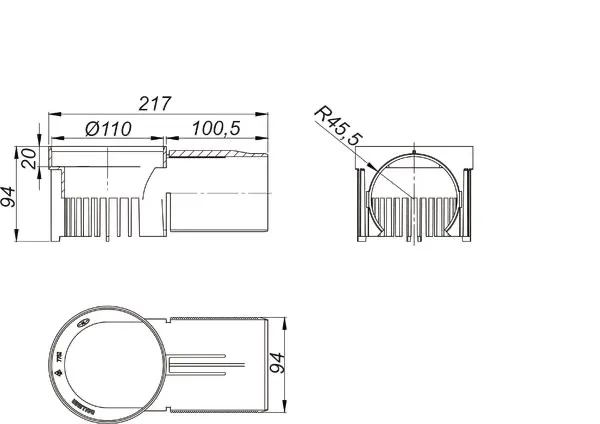 Entwässerungselement für Attikaabläufe, d: 110 mm