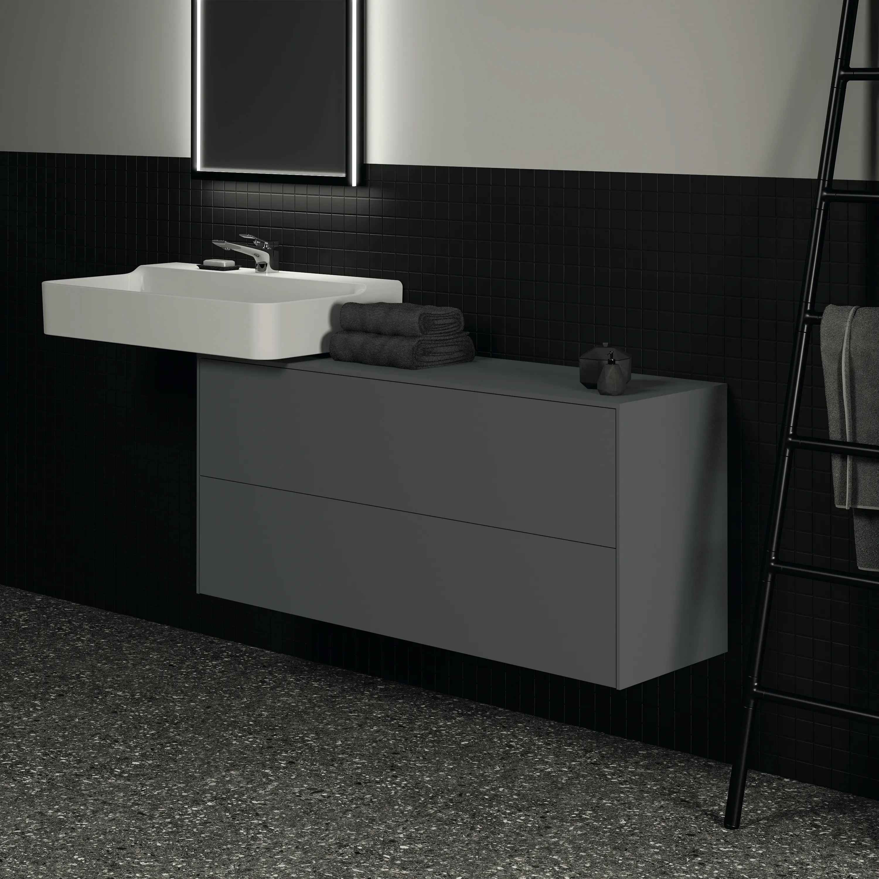 Ideal Standard Waschtischunterschrank Conca, 2 Auszüge, Anthrazit Ideal Standard Waschtischunterschrank Conca, 2 Auszüge, Anthrazit