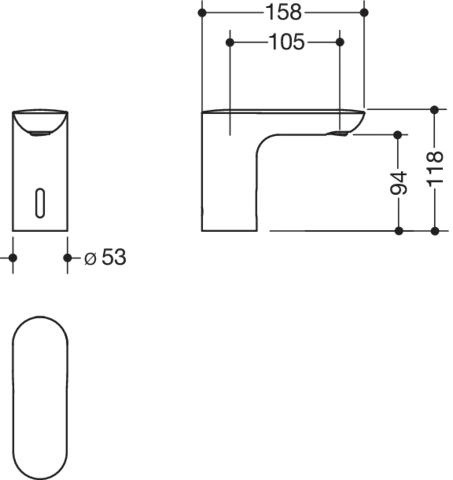 SENSORIC Elektr.Waschtischarmatur pulv.,rund,Netzb. schw tiefmatt SENSORIC Elektr.Waschtischarmatur pulv.,rund,Netzb. schw tiefmatt
