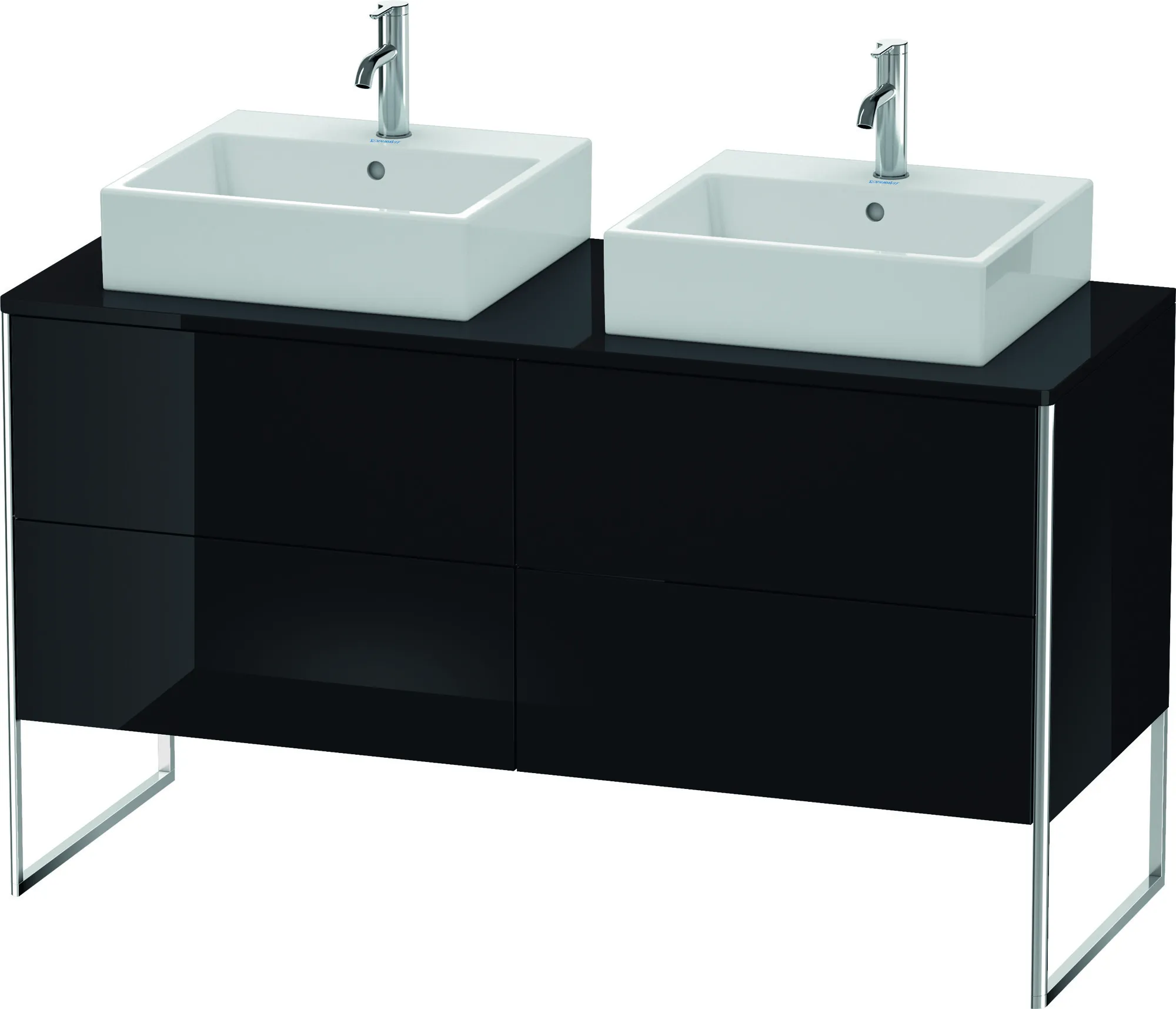 Duravit Waschtischunterschrank bodenstehend „XSquare“ 140 × 77,8 × 54,8 cm Schwarz Hochglanz Duravit Waschtischunterschrank bodenstehend „XSquare“ 140 × 77,8 × 54,8 cm Schwarz Hochglanz