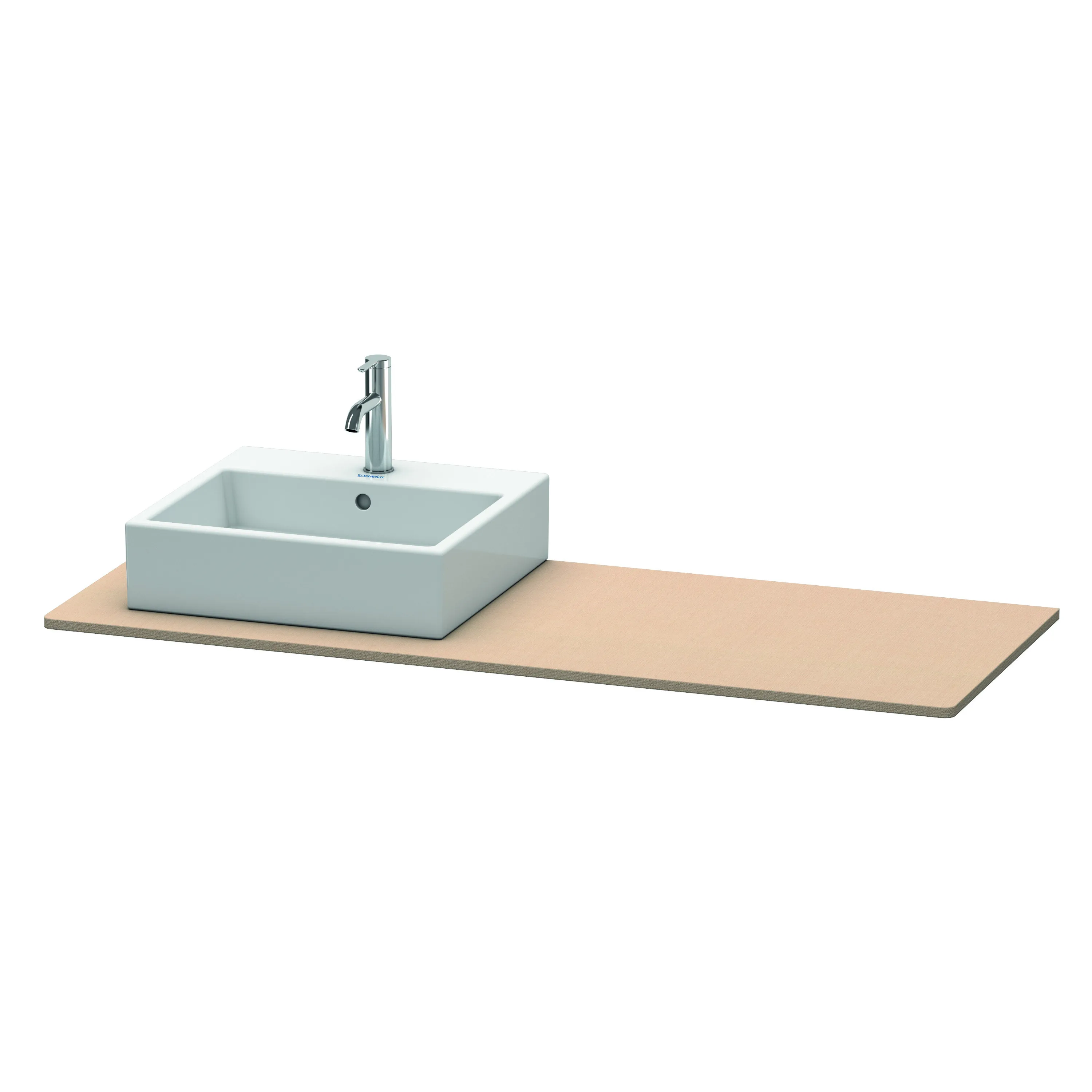 Duravit Konsole „XSquare“ in Leinen Ausschnitte: 1 / Becken: links / Farbe: Leinen / Größe: 140 × 55 × 1,6 cm / Oberfläche: Dekor Duravit Konsole „XSquare“ in Leinen Ausschnitte: 1 / Becken: links / Farbe: Leinen / Größe: 140 × 55 × 1,6 cm / Oberfläche: Dekor