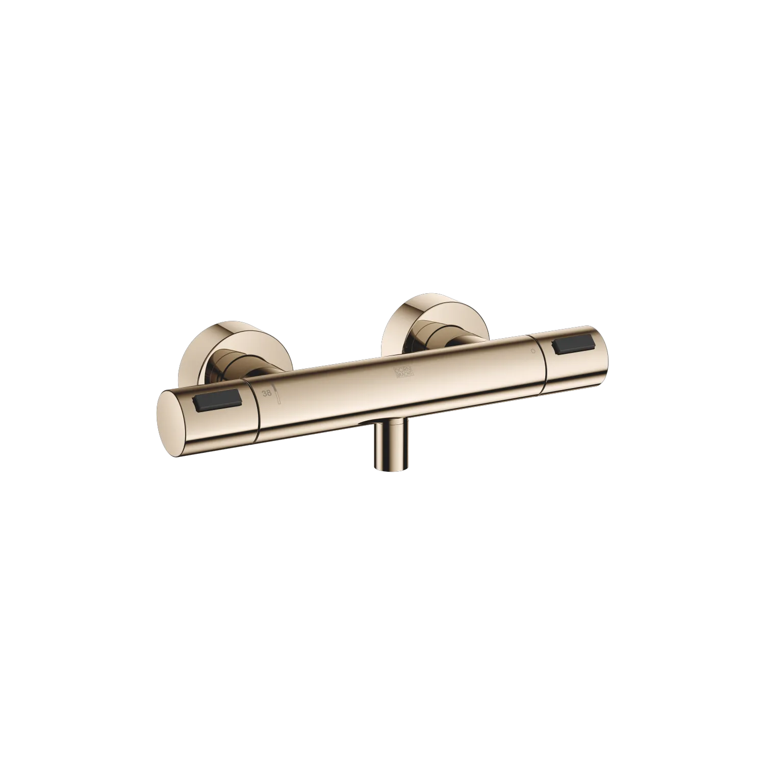 Dornbracht Brause-Thermostat Wandmontage SERIENSPEZIFISCH Light Gold PVD, Mengenregulierung, FlowReduce-Funktion, Schubrosetten Ø70 mm, Brauseabgang 3/8", Anschluss 1/2" Dornbracht Brause-Thermostat Wandmontage SERIENSPEZIFISCH Light Gold PVD, Mengenregulierung, FlowReduce-Funktion, Schubrosetten Ø70 mm, Brauseabgang 3/8", Anschluss 1/2"