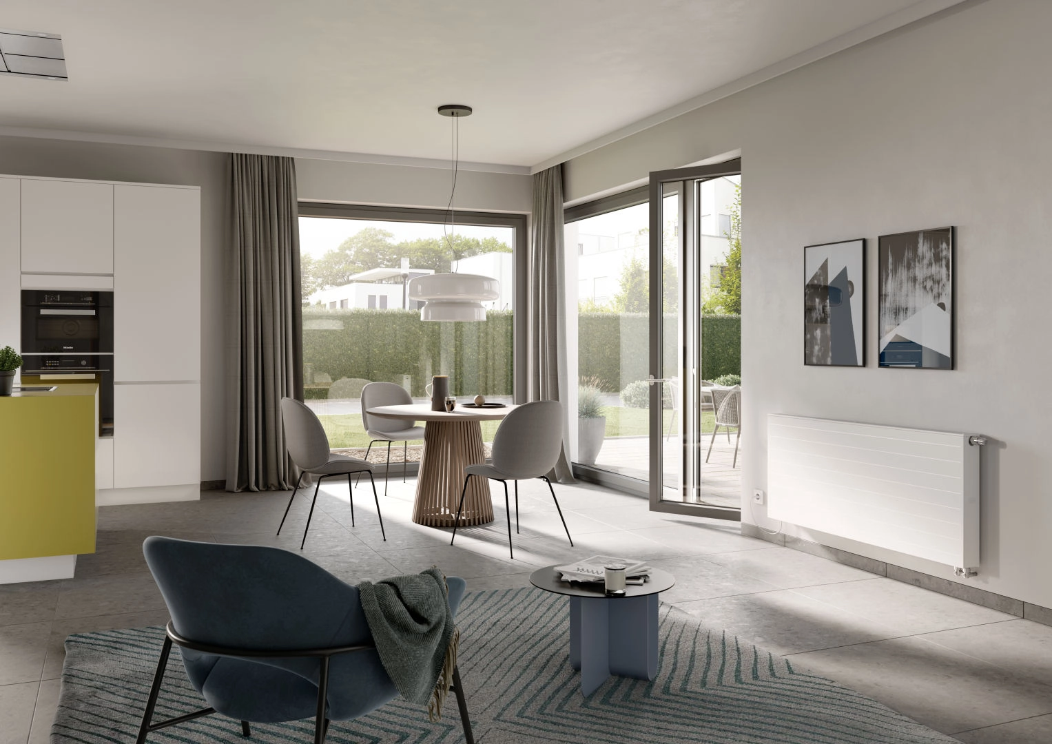 Kermi Wärmepumpen-Design-Flachheizkörper „x-flair Line-Vplus“ 80 × 90 cm in Weiß