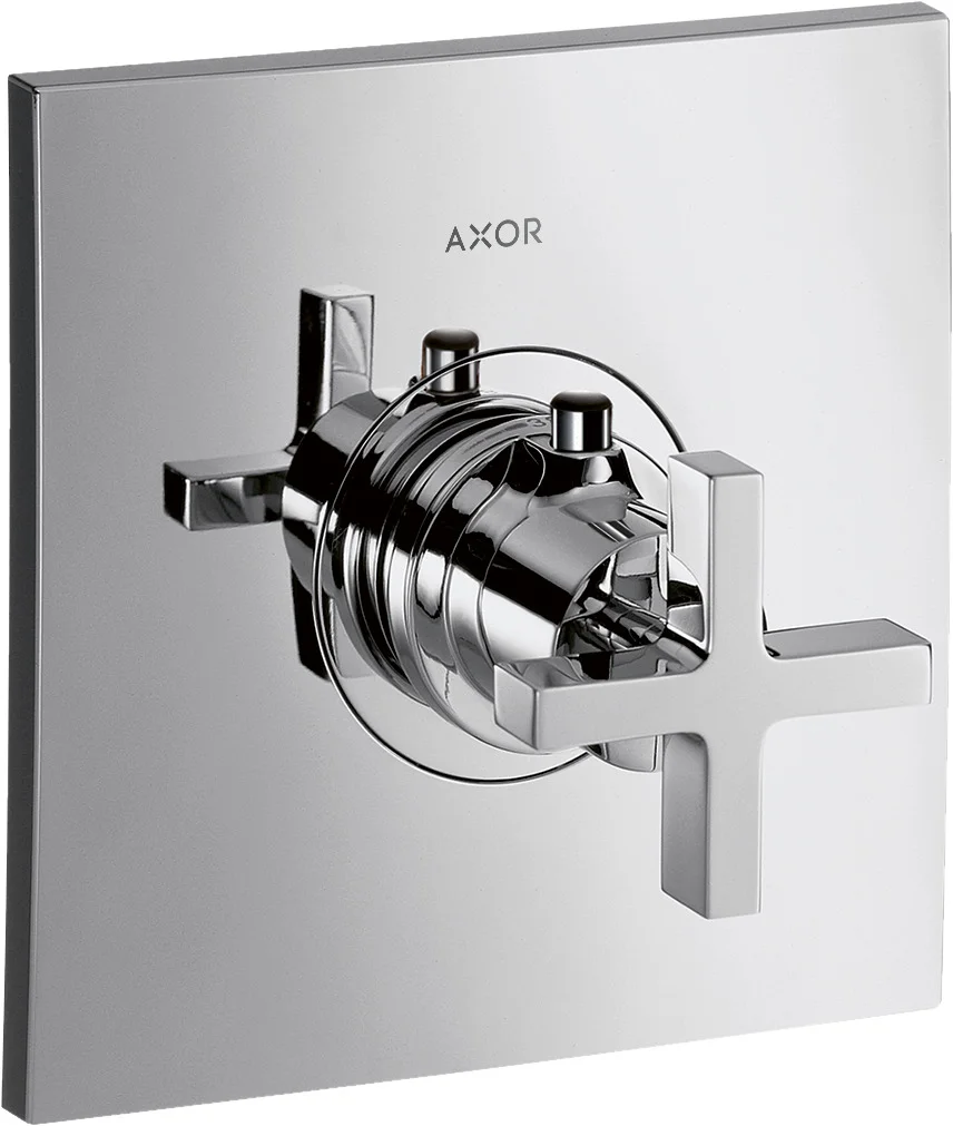 Hansgrohe AXOR Citterio Thermostat Unterputz HighFlow mit Kreuzgriff Chrom, max. Durchflussmenge 59 l/min, einstellbare Temperaturbegrenzung, Sicherheitssperre bei 40°C, Schalldämpfer, Anschlussart Grundkörper