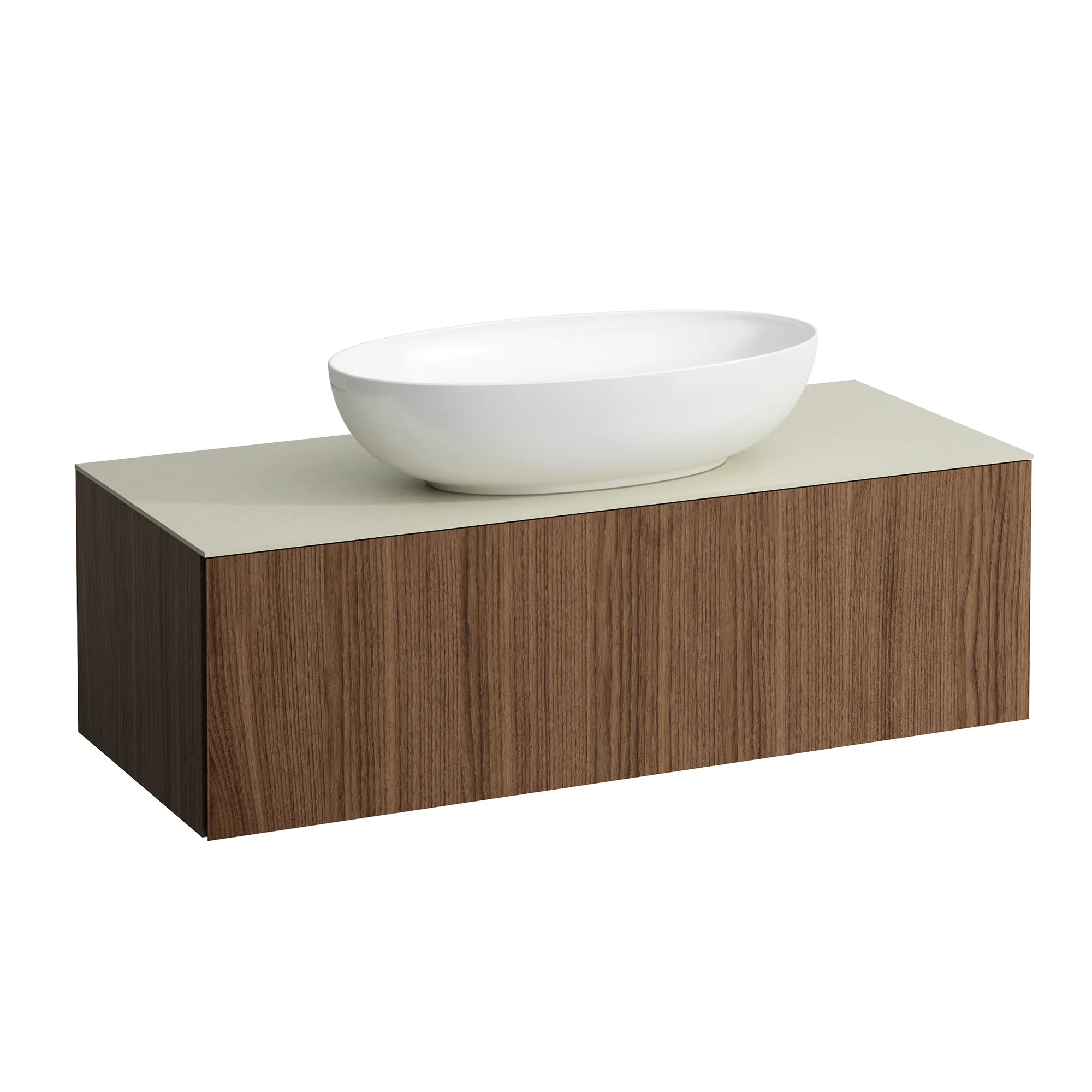 Schubladenelement (Waschtischunterbau+Waschtischplatte) ILBAGNOALESSI 500x1200x370 1 Schublade integrierte versteckte Griffe seitlich Vollauszug Soft-Close Ausschnitt mitte Calce Avorio Top passend zu Waschtisch H818975/6 H818977/8 Weiß matt