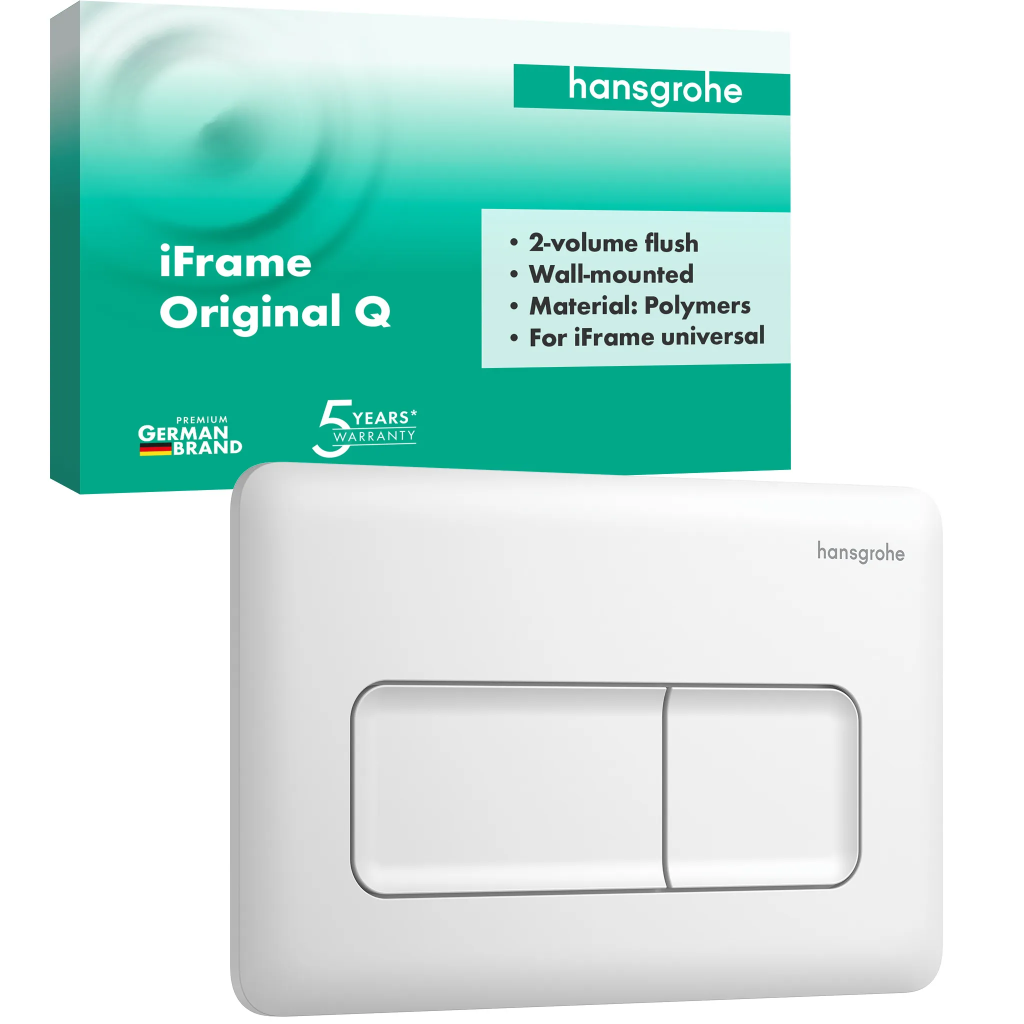Hansgrohe iFrame Original Q Betätigungsplatte, 2-Mengen-Spülung CN mattweiß