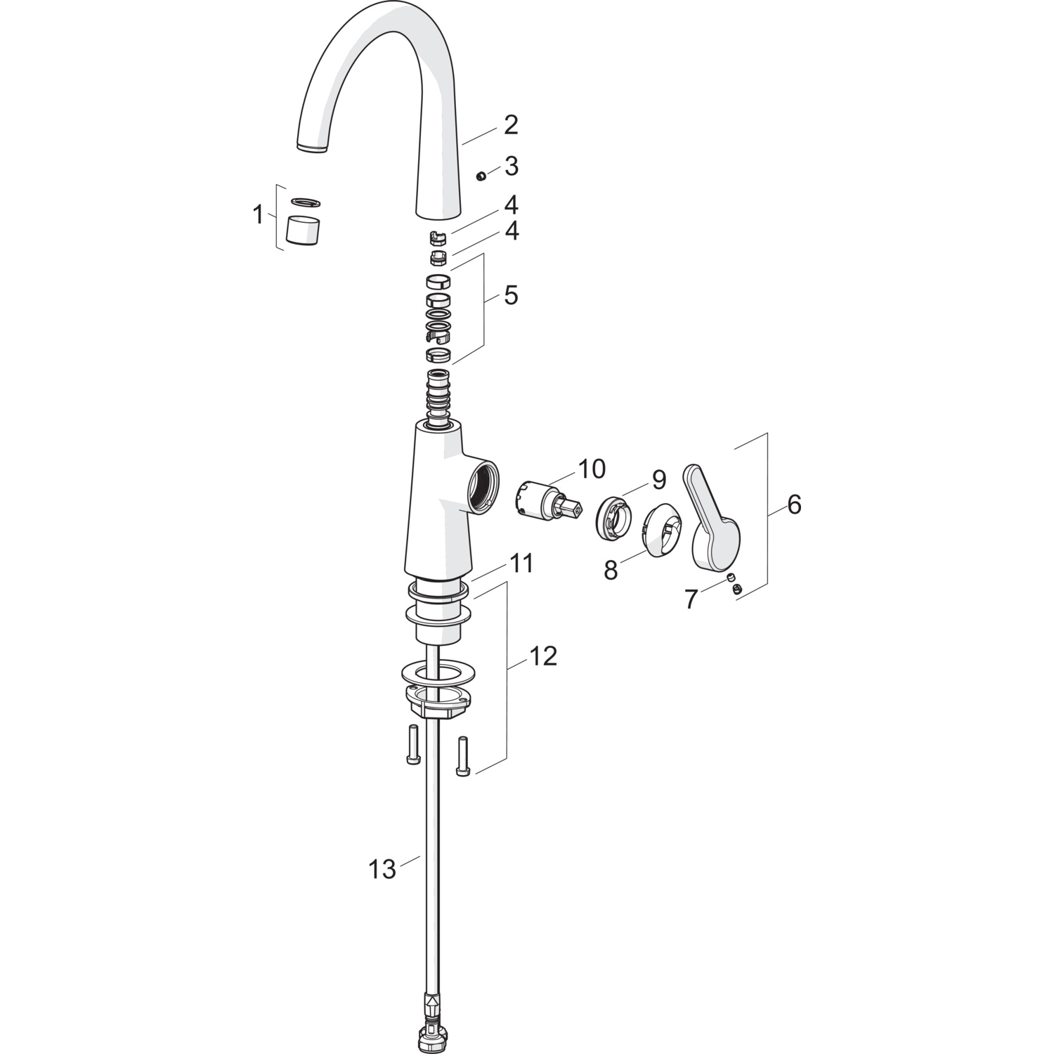 HA Einhebelmischer Waschtischbatterie HANSADESIGNO Style 5103 Zugstangenablaufgarnitur Ausladung 167 mm DN15 Chrom