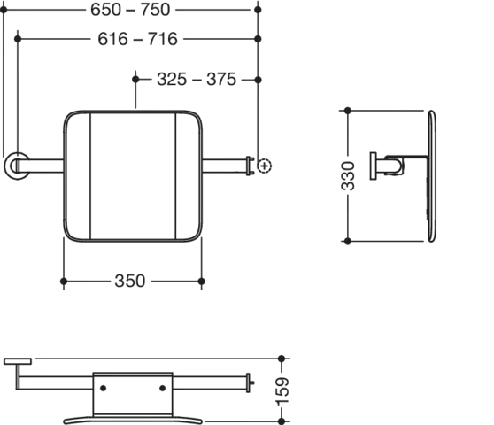 Mobile Rückenstütze,T:150, re Wand, li SK-Griff (A),plvb weiß tiefmatt/wem Mobile Rückenstütze,T:150, re Wand, li SK-Griff (A),plvb weiß tiefmatt/wem