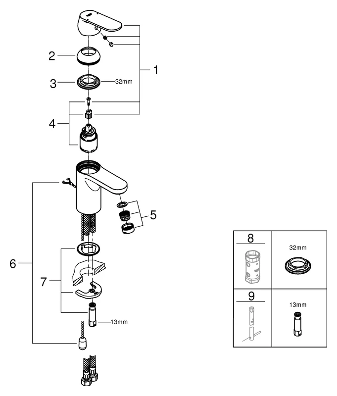 Grohe Eurosmart Cosmopolitan Einhand-Waschtischbatterie, S-Size, Einlochmontage, chrom Grohe Eurosmart Cosmopolitan Einhand-Waschtischbatterie, S-Size, Einlochmontage, chrom