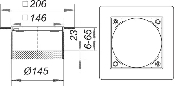 Aufsatzrahmen PVC 15, 150 x 150 mm
