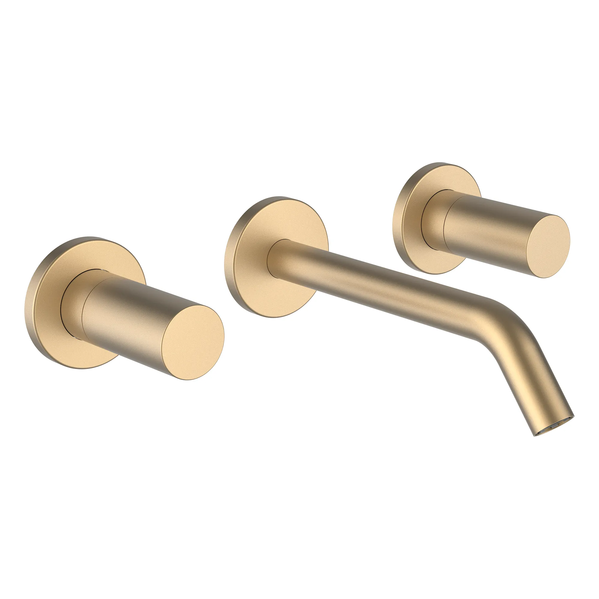 3-Loch Waschtischmischer Unterputz Kartell Festauslauf Ausladung 175 mm PVD Blassgold matt 3-Loch Waschtischmischer Unterputz Kartell Festauslauf Ausladung 175 mm PVD Blassgold matt