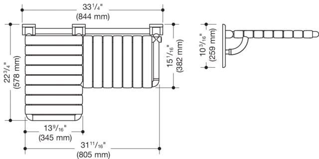 Duschklappsitz „Serie 801“ in Anthrazitgrau, links