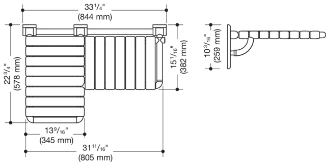 Duschklappsitz „Serie 801“ in Anthrazitgrau, links Duschklappsitz „Serie 801“ in Anthrazitgrau, links