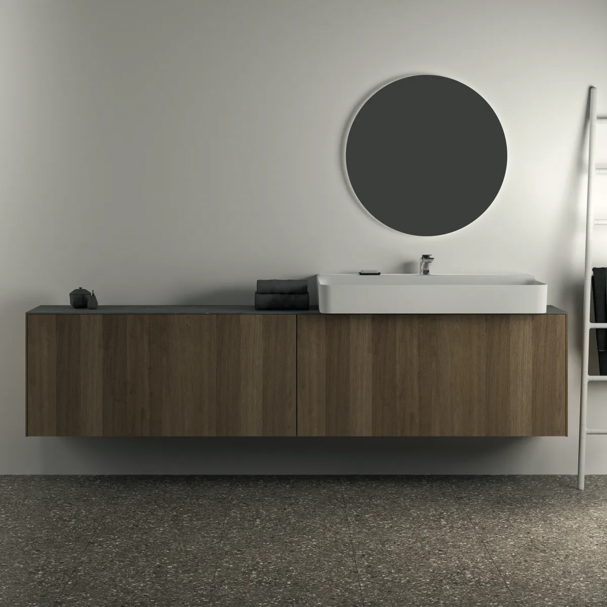 Ideal Standard Waschtischunterschrank „Conca“ 238,5 × 54 × 37,3 cm Walnuss dunkel Furnier Ideal Standard Waschtischunterschrank „Conca“ 238,5 × 54 × 37,3 cm Walnuss dunkel Furnier