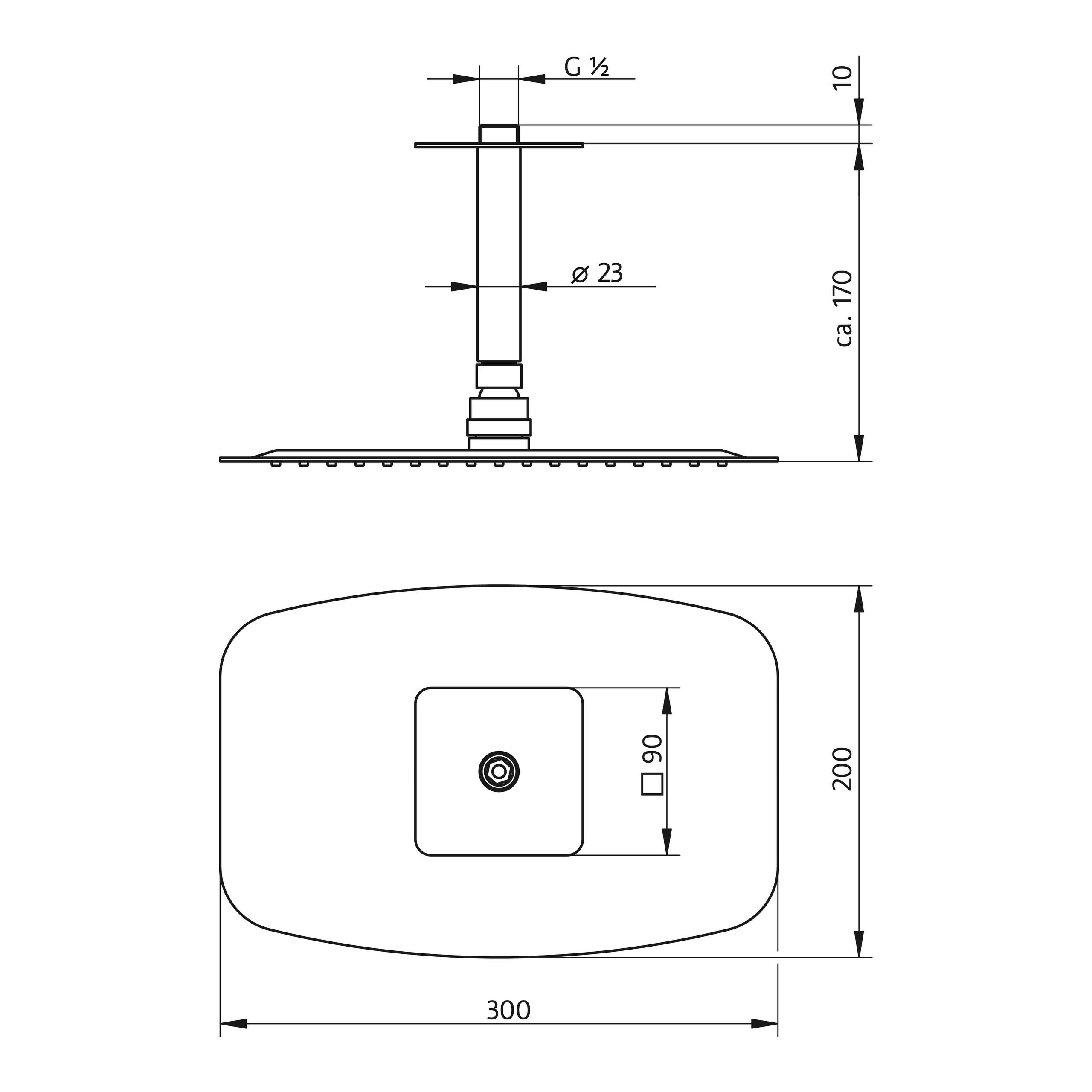 HSK Deckenarm „Softcube“ mit Kopfbrause in chrom HSK Deckenarm „Softcube“ mit Kopfbrause in chrom