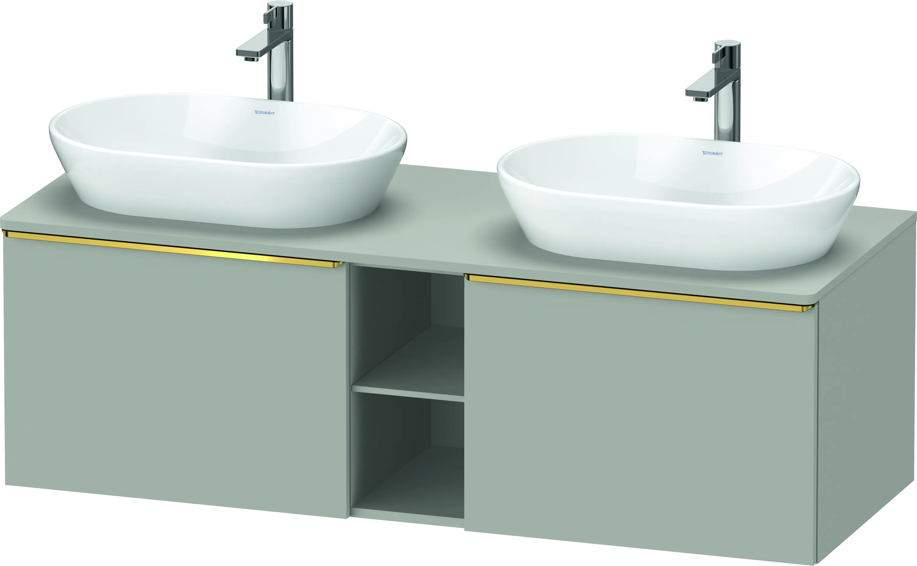 Duravit Waschtischunterschrank wandhängend „D-Neo“ 140 × 45,9 × 55 cm Betongrau Matt