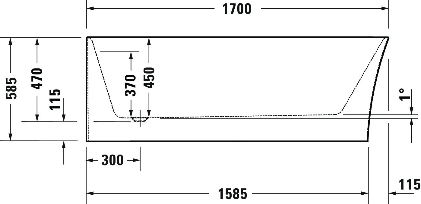 Duravit Badewanne „DuraSenja“ vorwand oval 170 × 80 cm, links