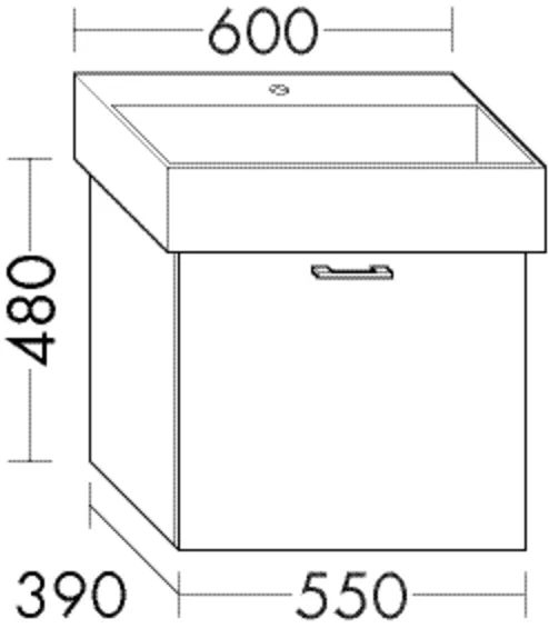 Waschtischunterschrank Sys30 von burgbad - 1 Auszug, Tiefe: 390 mm, Breite: 550 mm, Höhe: 480 mm Waschtischunterschrank Sys30 von burgbad - 1 Auszug, Tiefe: 390 mm, Breite: 550 mm, Höhe: 480 mm