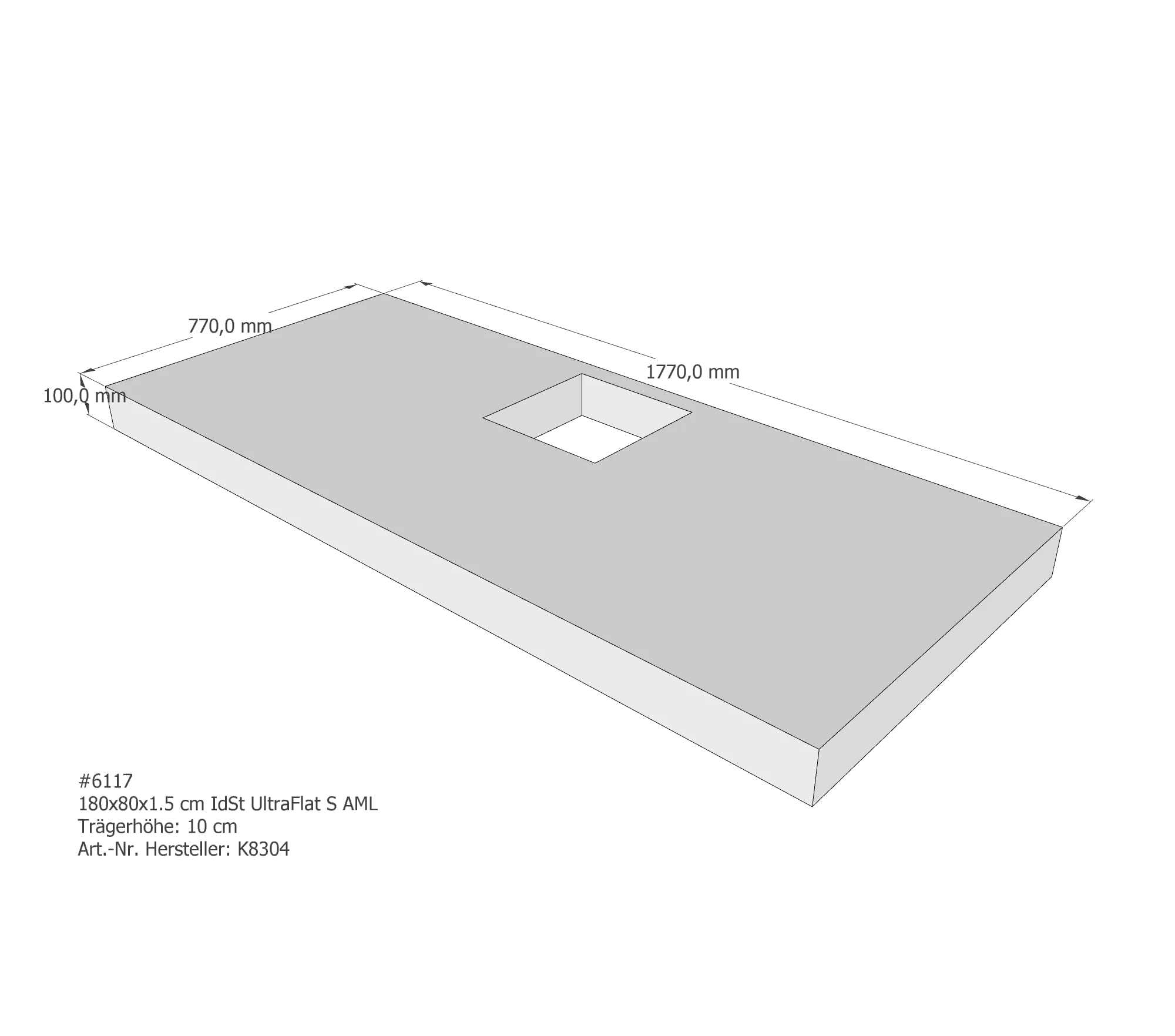 Duschwannenträger für Ideal Standard Ultra Flat S 180 × 80 × 1,5 cm