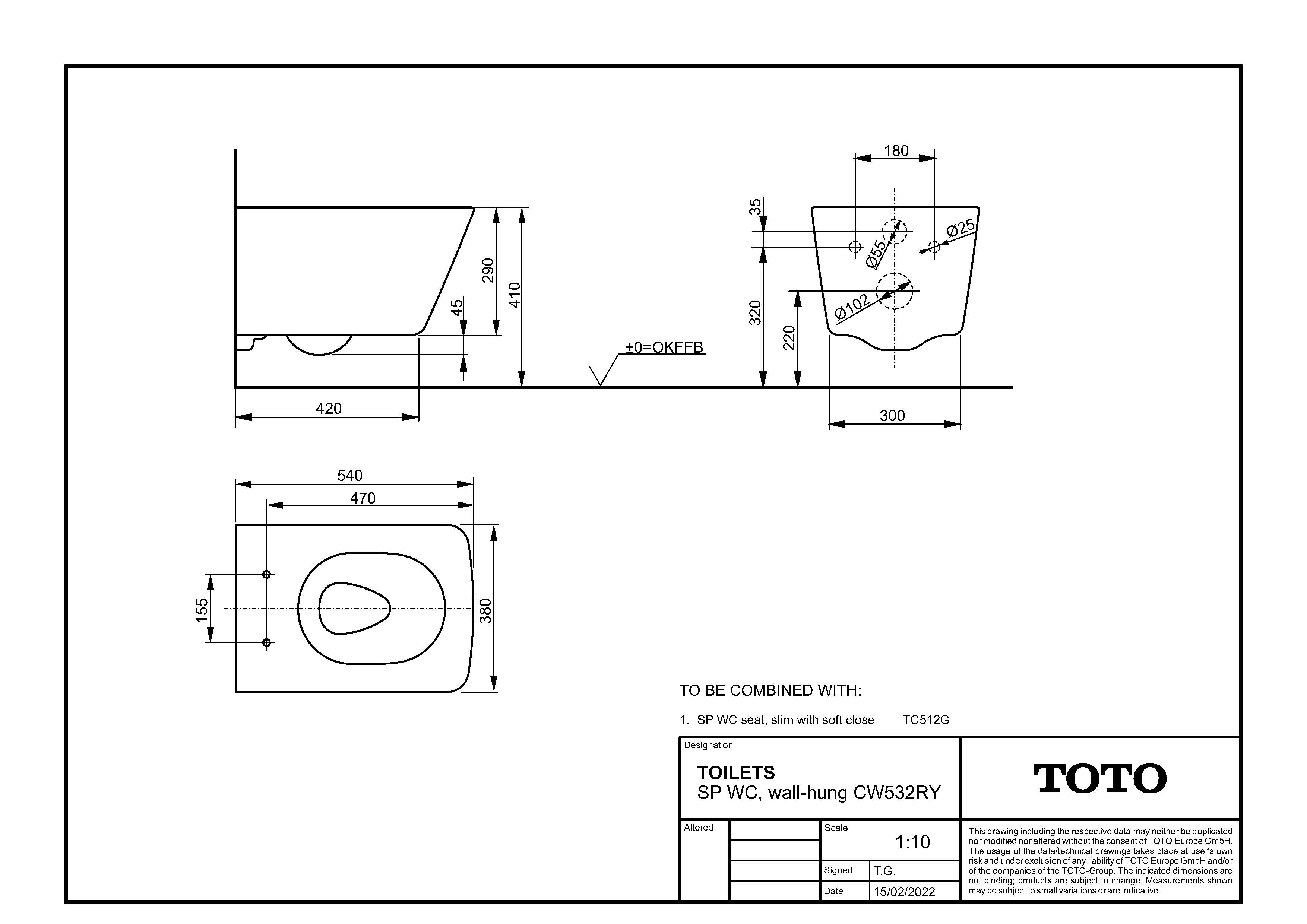 Toto Wand-Tiefspül-WC randlos „SP“ 380 × 335 × 540 mm in weiß Toto Wand-Tiefspül-WC randlos „SP“ 380 × 335 × 540 mm in weiß