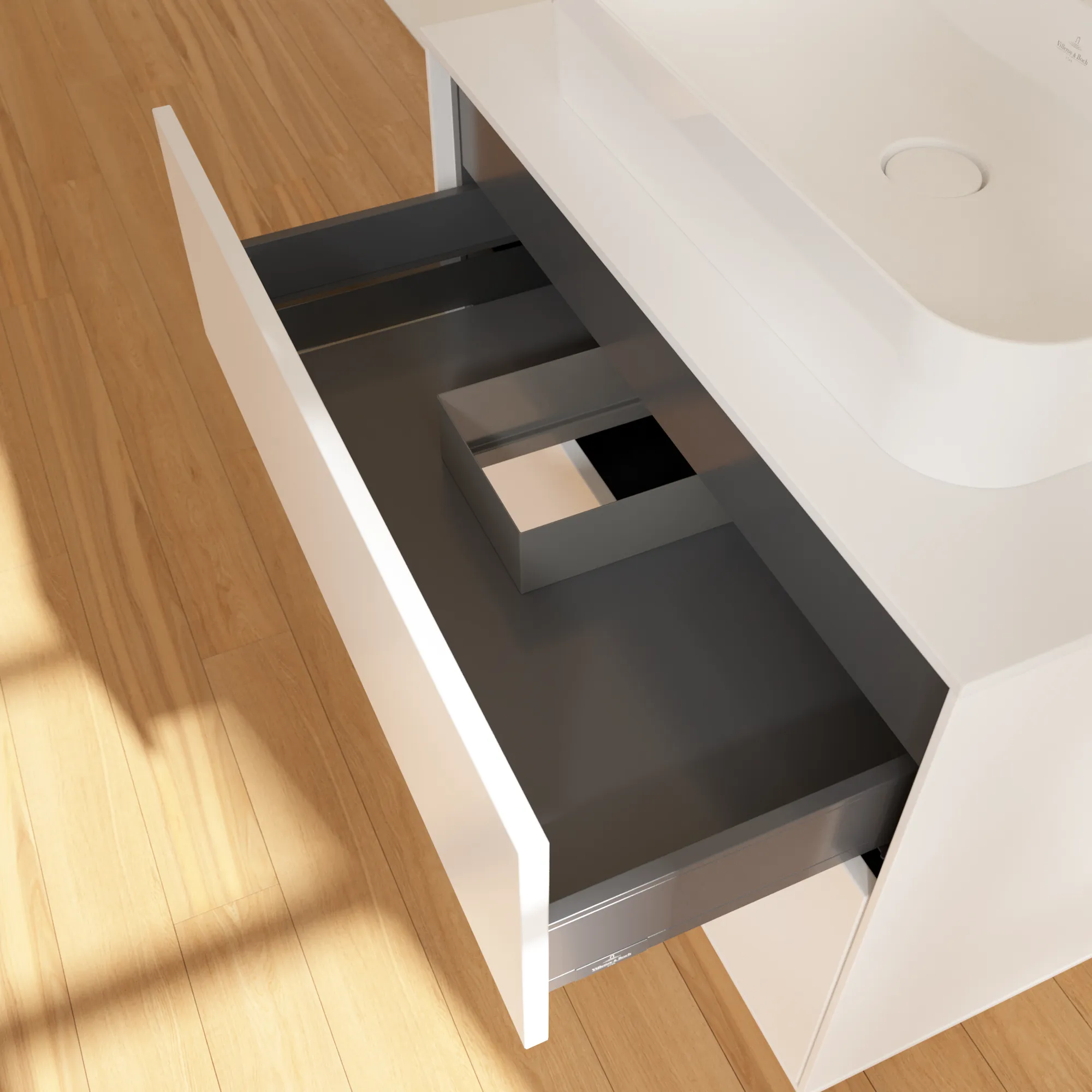 Villeroy & Boch Waschtischunterschrank „Finion“ für Schrankwaschtisch 800 × 603 × 501 mm White Matt Lacquer, für Becken mittig Villeroy & Boch Waschtischunterschrank „Finion“ für Schrankwaschtisch 800 × 603 × 501 mm White Matt Lacquer, für Becken mittig