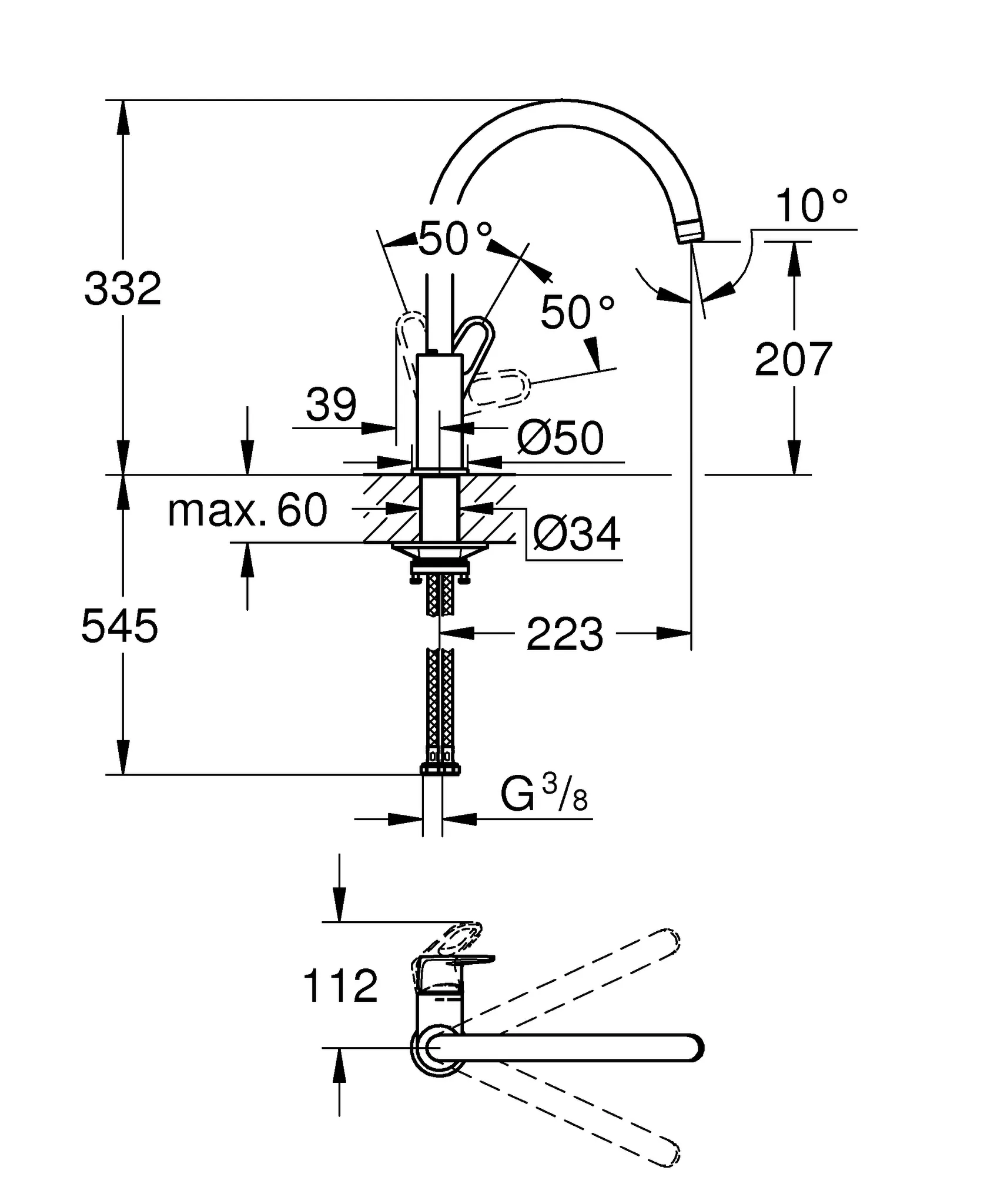 Einhand-Spültischbatterie BauFlow 31538_1, hoher Auslauf, Einlochmontage, getrennte innenliegende Wasserwege – kein Kontakt mit Blei oder Nickel, chrom Einhand-Spültischbatterie BauFlow 31538_1, hoher Auslauf, Einlochmontage, getrennte innenliegende Wasserwege – kein Kontakt mit Blei oder Nickel, chrom