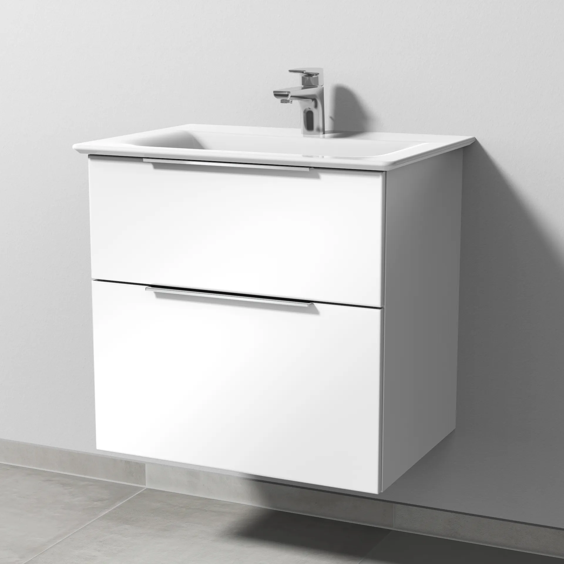 Sanipa Waschtischunterschrank „3way“ passend zu Keramik-Waschtische Connect Air von Ideal Standard 590 × 585 × 437 mm in Weiß (glanz)