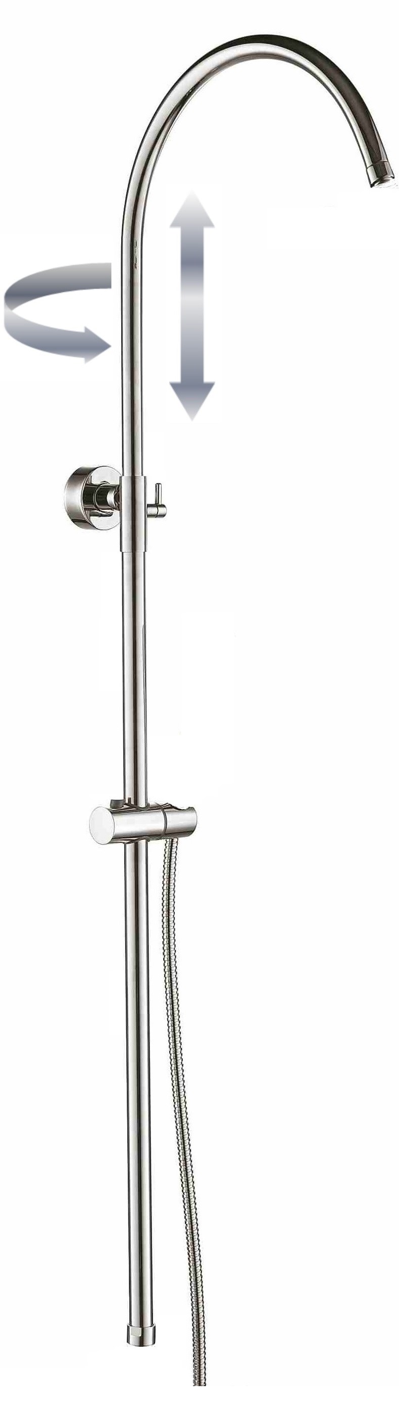 Standbrausegarnitur AqvaShower 3/4" - Brausebogen 180° - schwenkbar - höhenverstellbar - Metalleffekt- Brauseschlauch 1600 mm × 1/2″ × 1/2″ 1 Konus - chrom Standbrausegarnitur AqvaShower 3/4" - Brausebogen 180° - schwenkbar - höhenverstellbar - Metalleffekt- Brauseschlauch 1600 mm × 1/2″ × 1/2″ 1 Konus - chrom