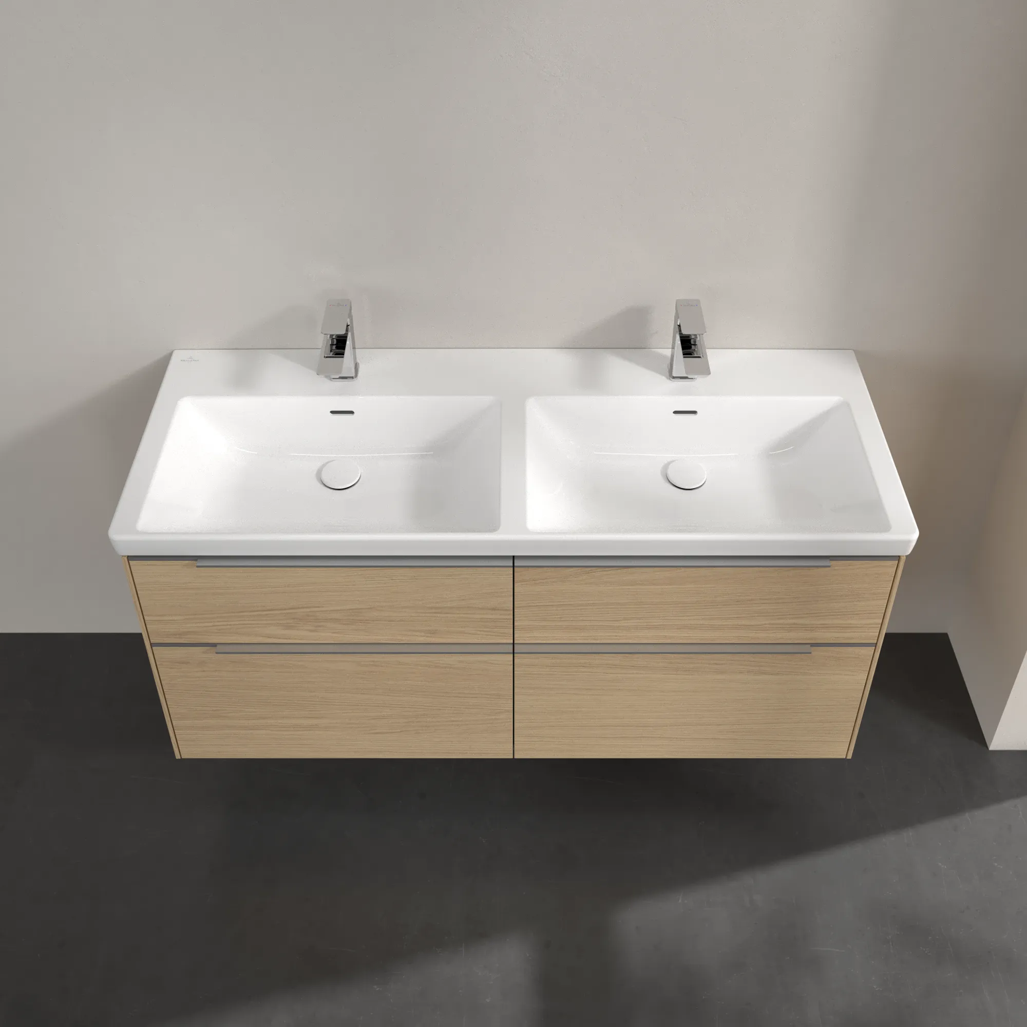 Villeroy & Boch Waschtischunterschrank „Subway 3.0“ für Schrank-Doppelwaschtisch 1272 × 576 × 478 mm Nordic Oak, für links und rechts