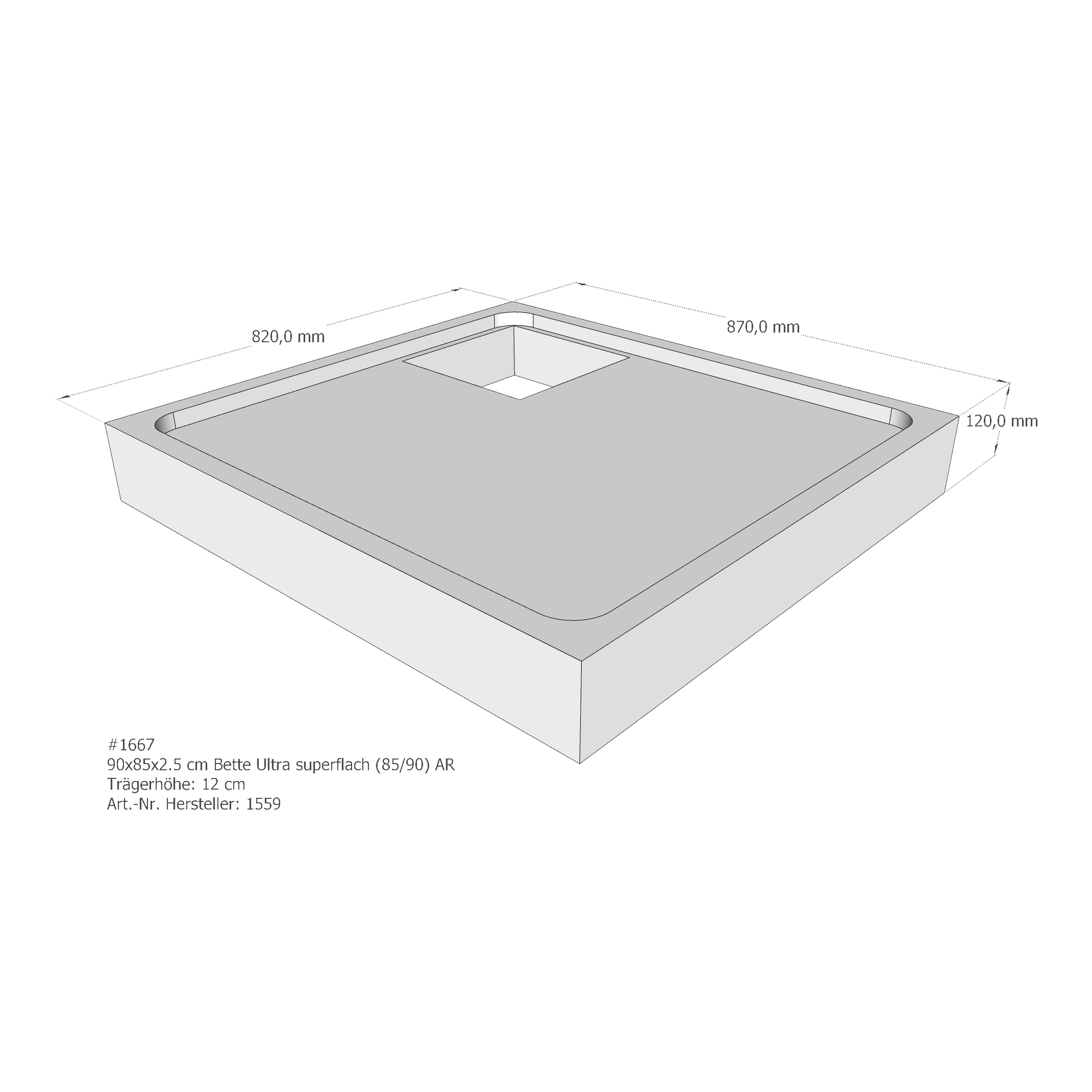 Duschwannenträger für Bette Ultra (superflach) 90 × 85 × 2,5 cm Breite: 85 cm / Länge: 90 cm Duschwannenträger für Bette Ultra (superflach) 90 × 85 × 2,5 cm Breite: 85 cm / Länge: 90 cm