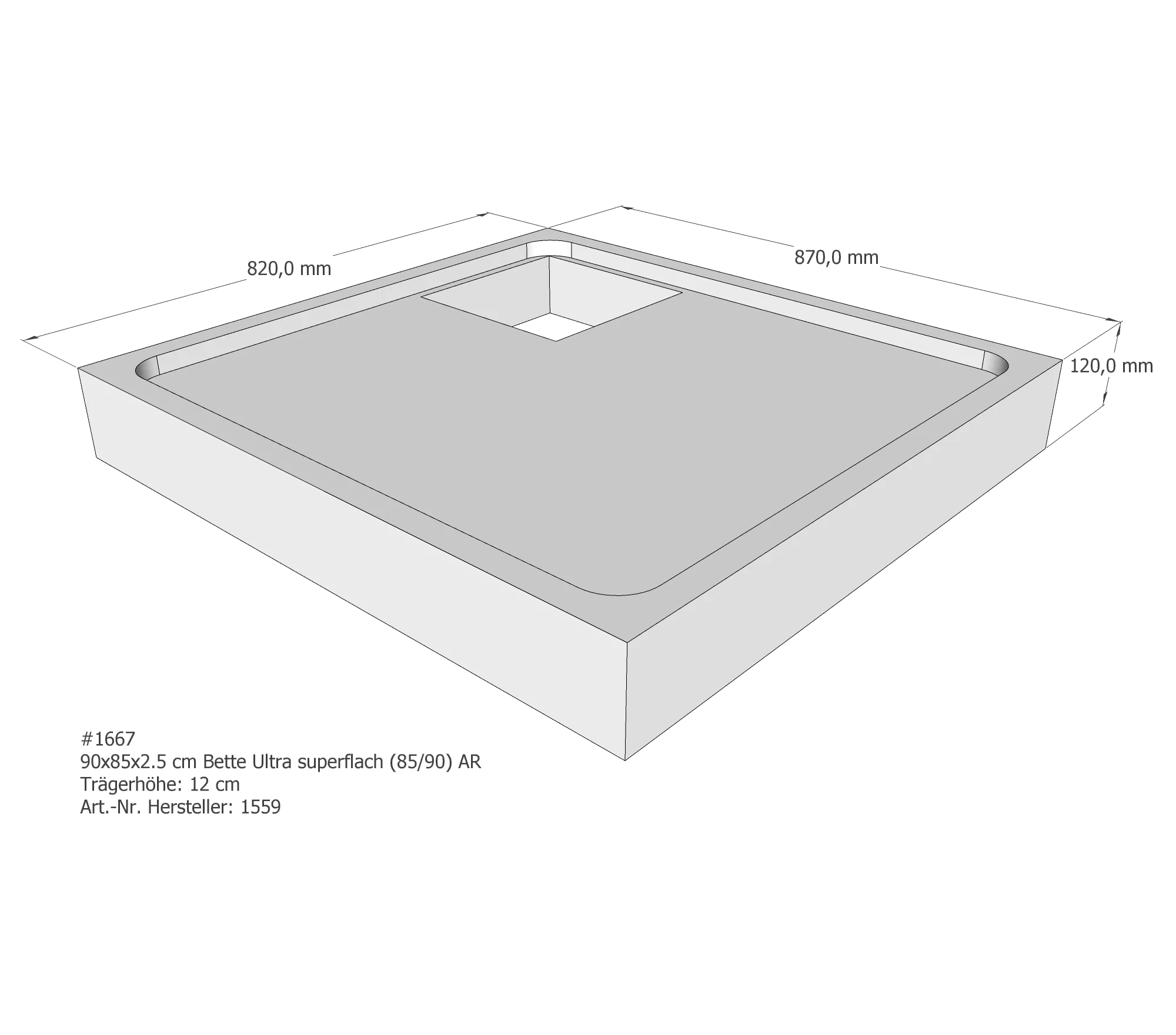 Duschwannenträger passend für Bette BetteUltra (superflach) 90 × 85 × 2,5 cm Breite: 85 cm / Länge: 90 cm Duschwannenträger passend für Bette BetteUltra (superflach) 90 × 85 × 2,5 cm Breite: 85 cm / Länge: 90 cm
