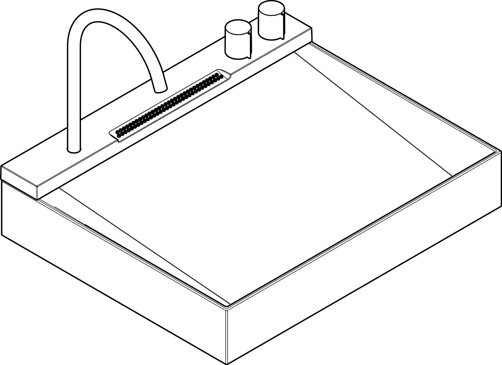 Hansgrohe Avalegra AquaUnit 58 cm, Chrom, matt, Aufsatz und wandhängend, 580x475x100 mm, Schwenkauslauf, Laminarstrahl & Rain, QuickClean+, Thermostatkartusche