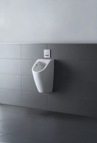 Urinal ME by Starck, Zulauf von hinten rimless, ohne Fliege, weiß HygieneGlaze Urinal ME by Starck, Zulauf von hinten rimless, ohne Fliege, weiß HygieneGlaze