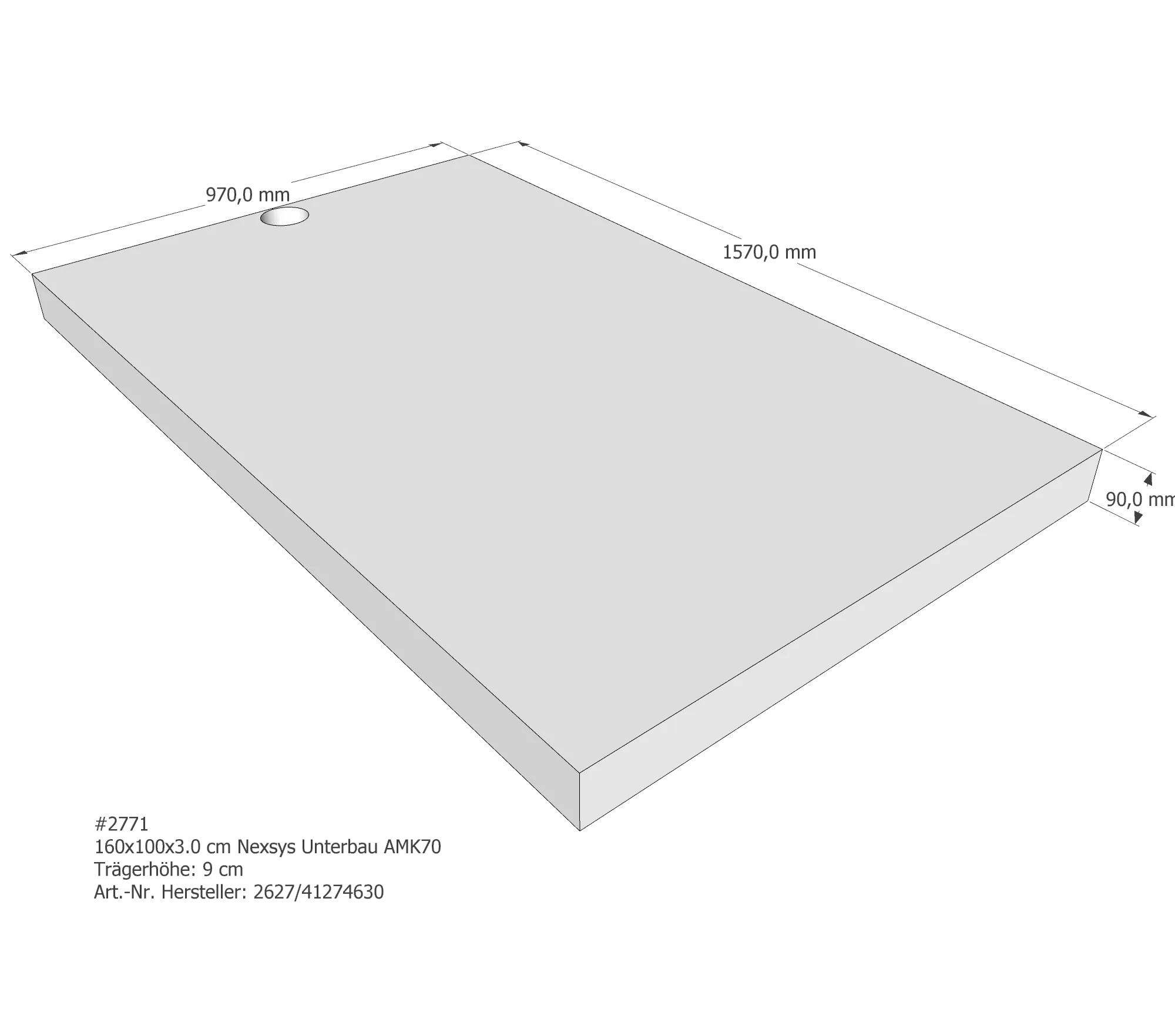 Duschwannenträger passend für Kaldewei Nexsys 160 × 100 × 3 cm Breite: 100 cm / Länge: 160 cm