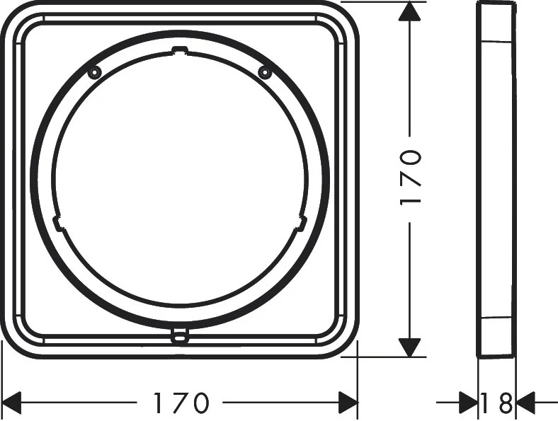 Hansgrohe AXOR ShowerSelect ID Verlängerungsrosette softsquare 5 mm Chrom, 170 x 170 mm, für größere Fliesenüberdeckung