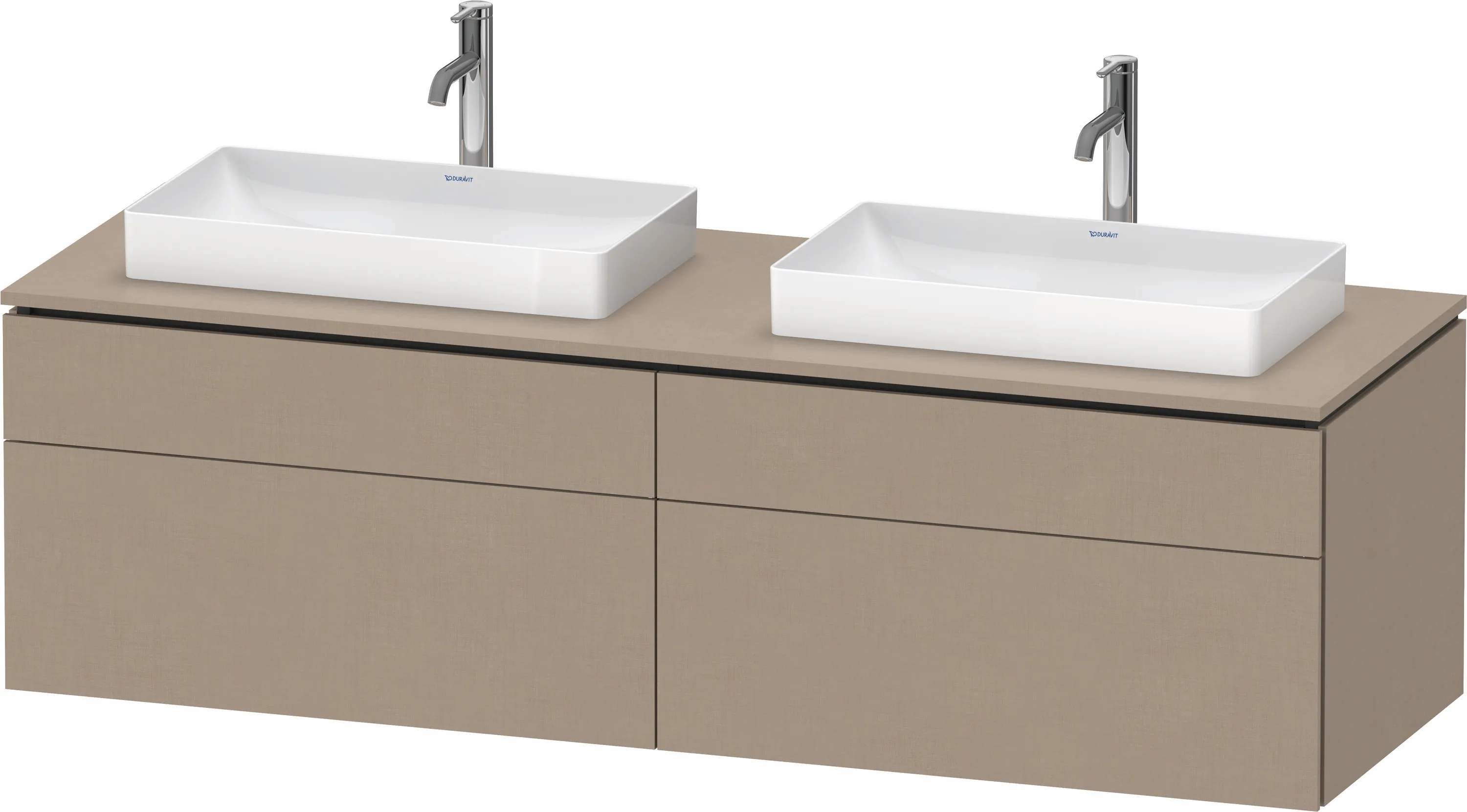 Duravit Waschtischunterschrank wandhängend „L-Cube“ 162 × 48,2 × 55 cm Leinen, links und rechts