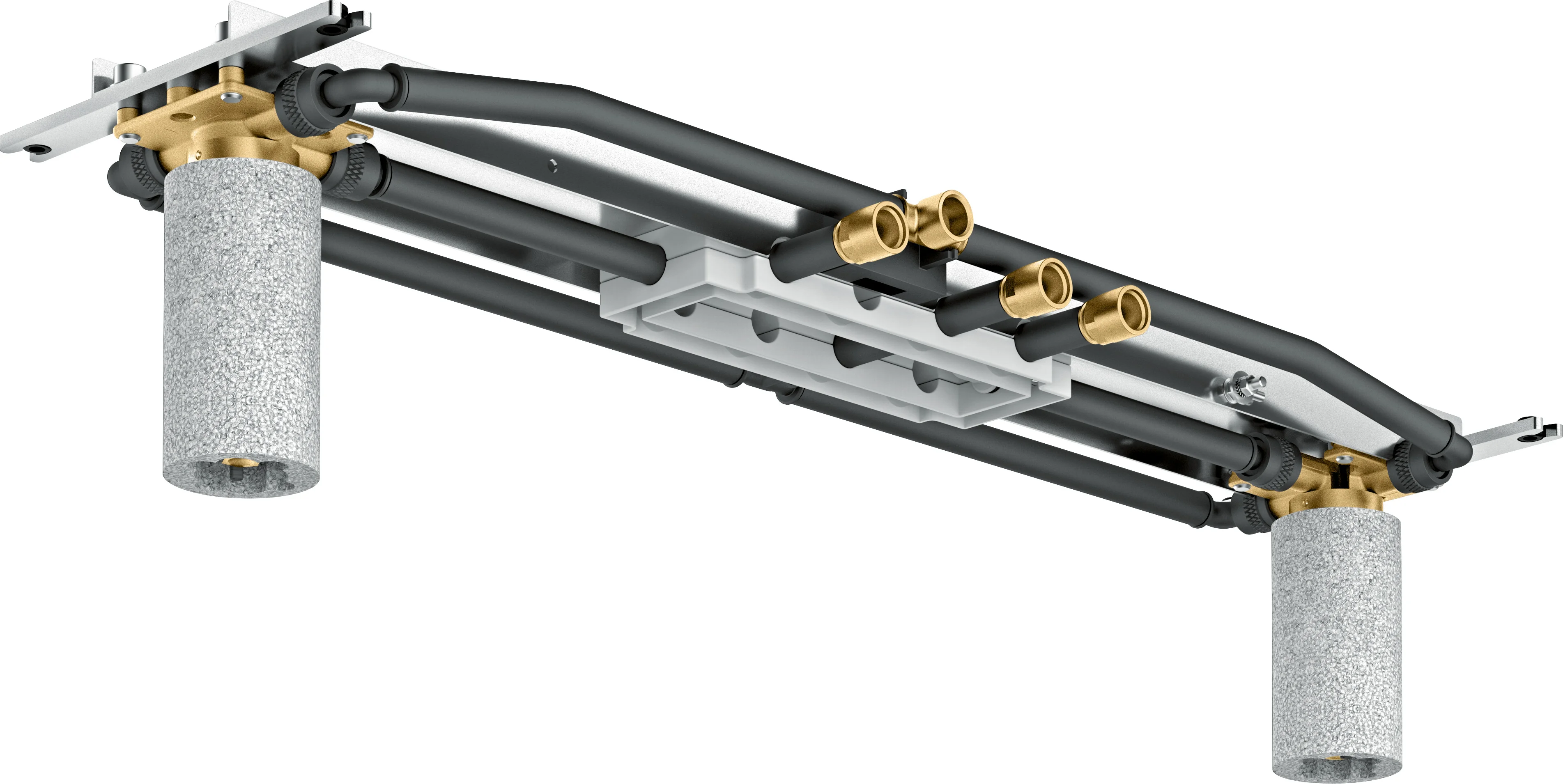 Hansgrohe AXOR ShowerSolutions Grundkörper für ShowerHeaven 1200/300 4jet mit Lichtmodul, schallentkoppelt, Einbautiefe 75–155 mm, Anschluss Rp ½